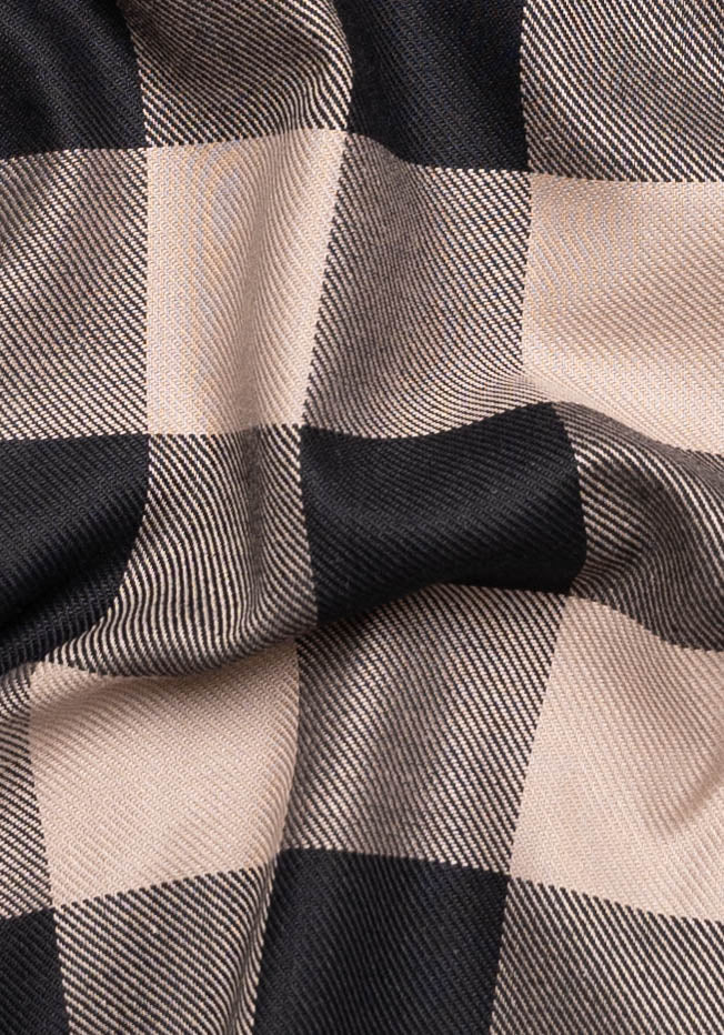 Black Beige Bold Boxes Heavy Flannel - Image 2
