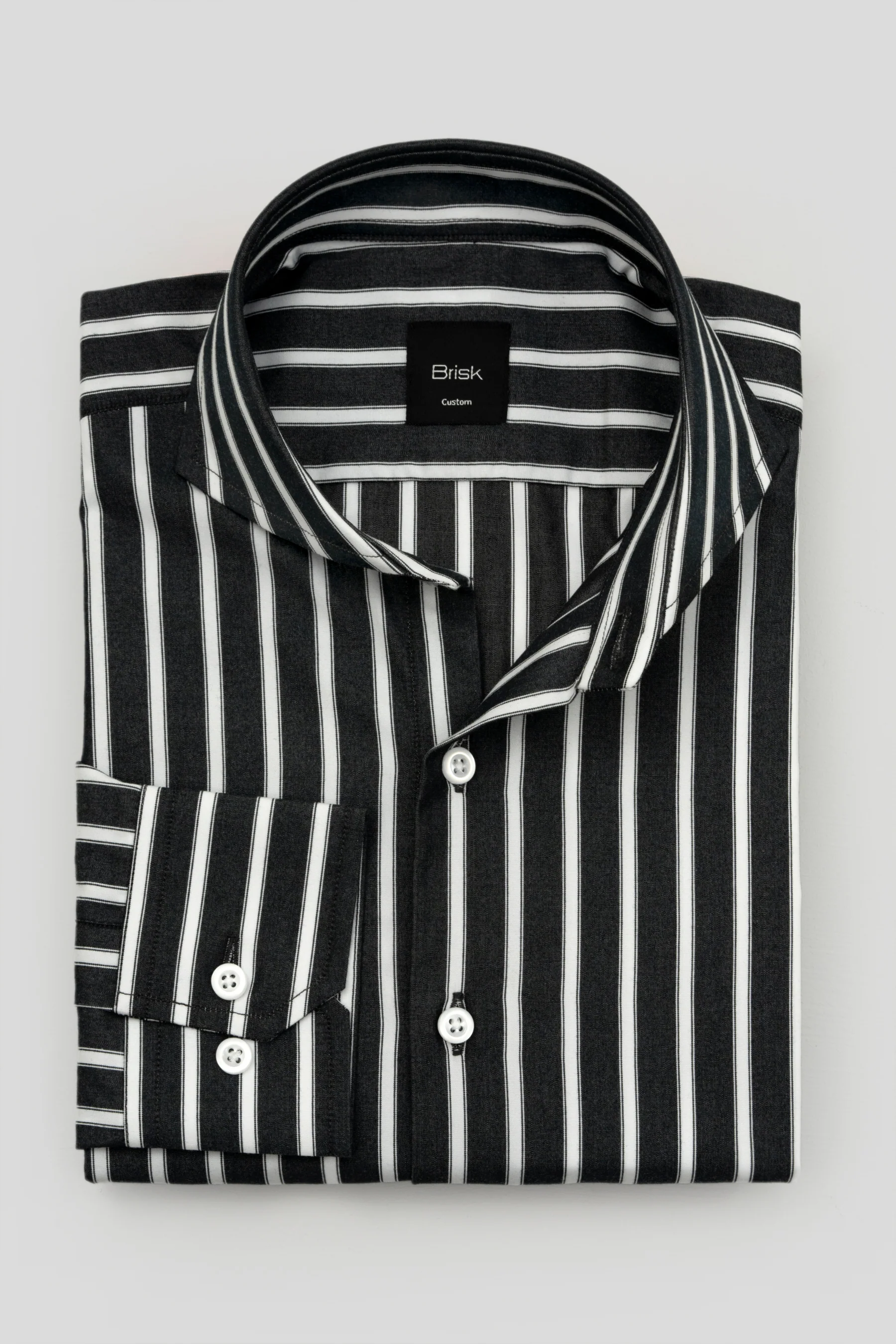 Black Bold Striped Wrinkle-Resistant Shirt