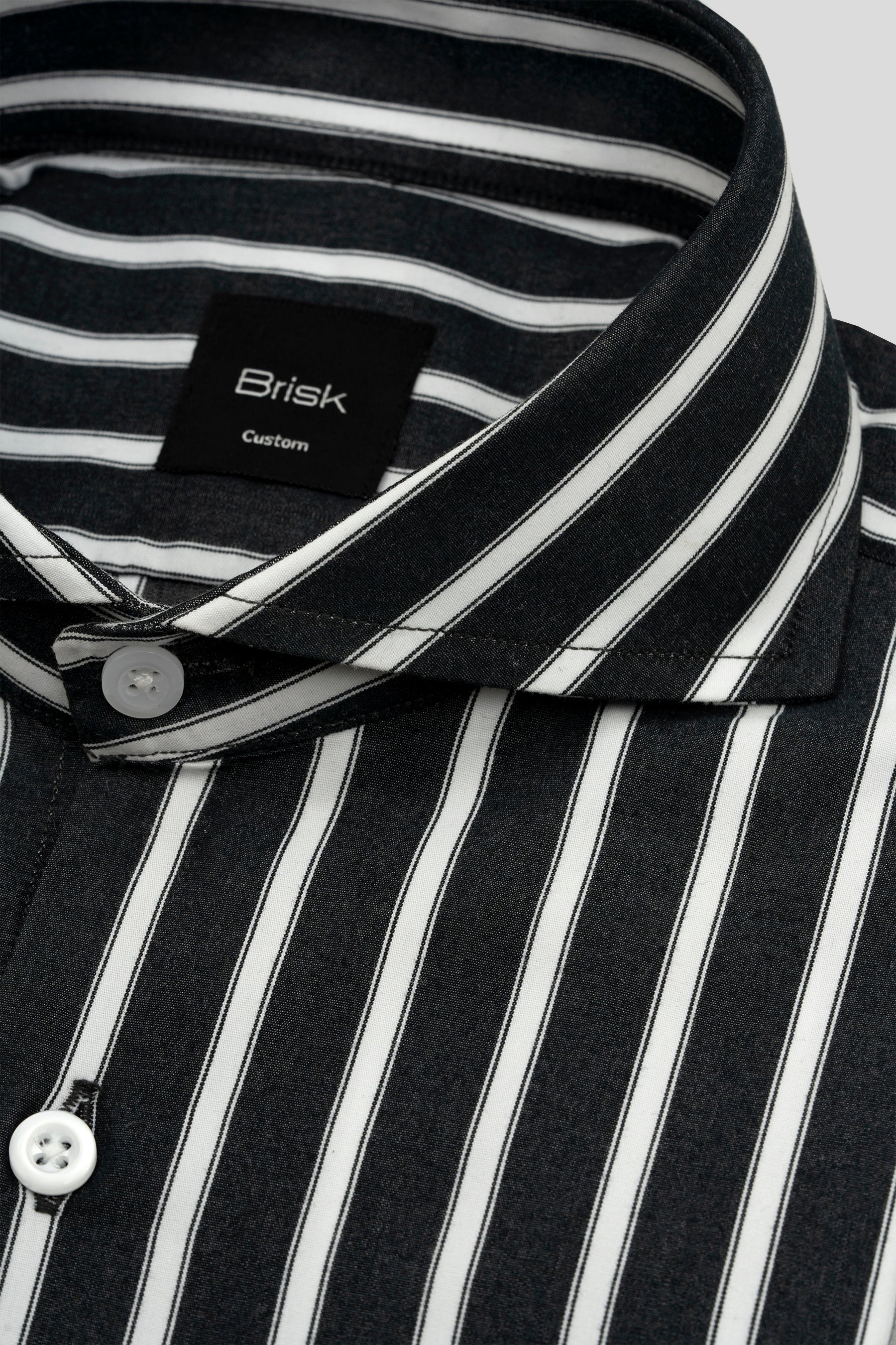 Black Bold Striped Wrinkle-Resistant Shirt - Image 3