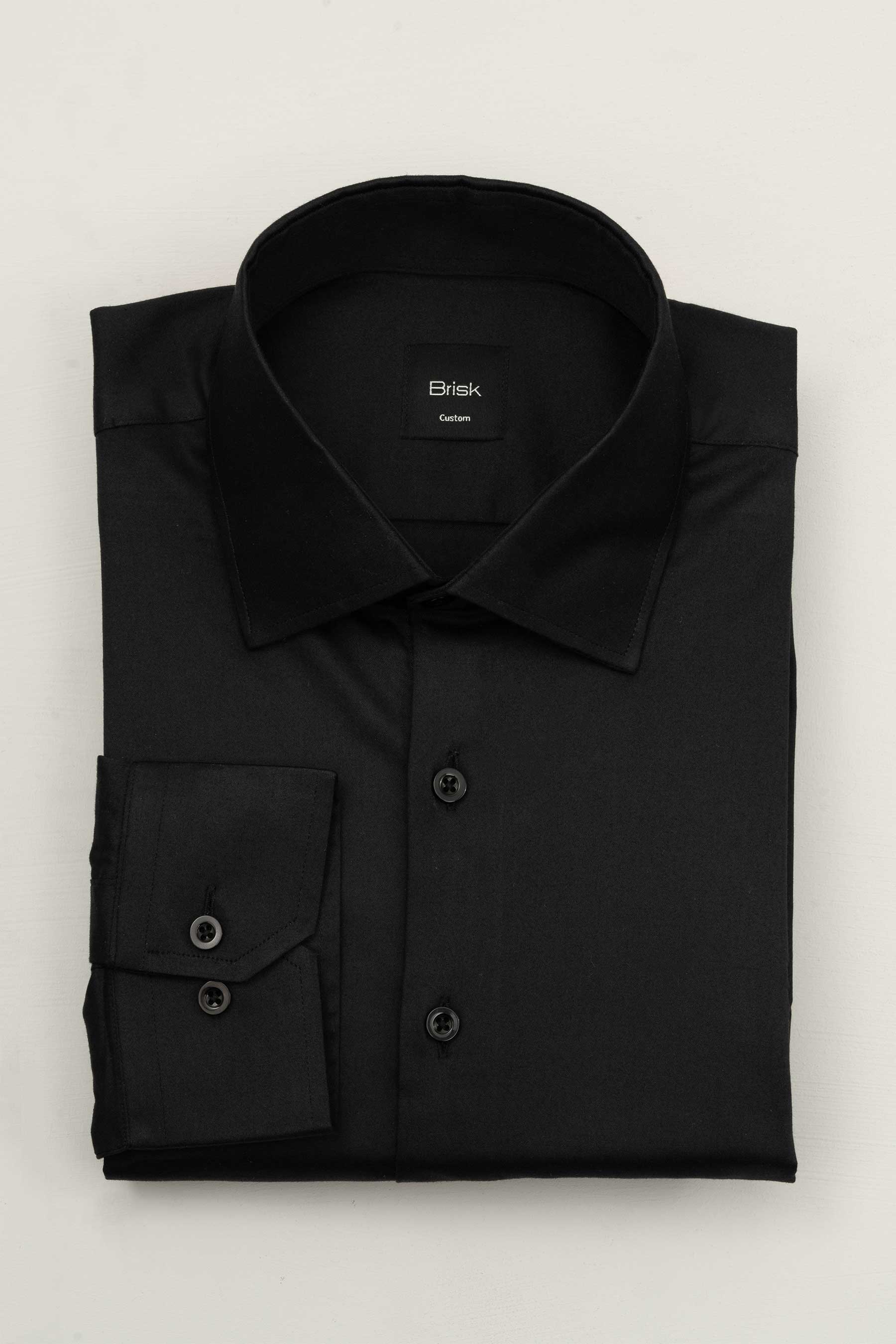 Black Stretch Sateen Shirt