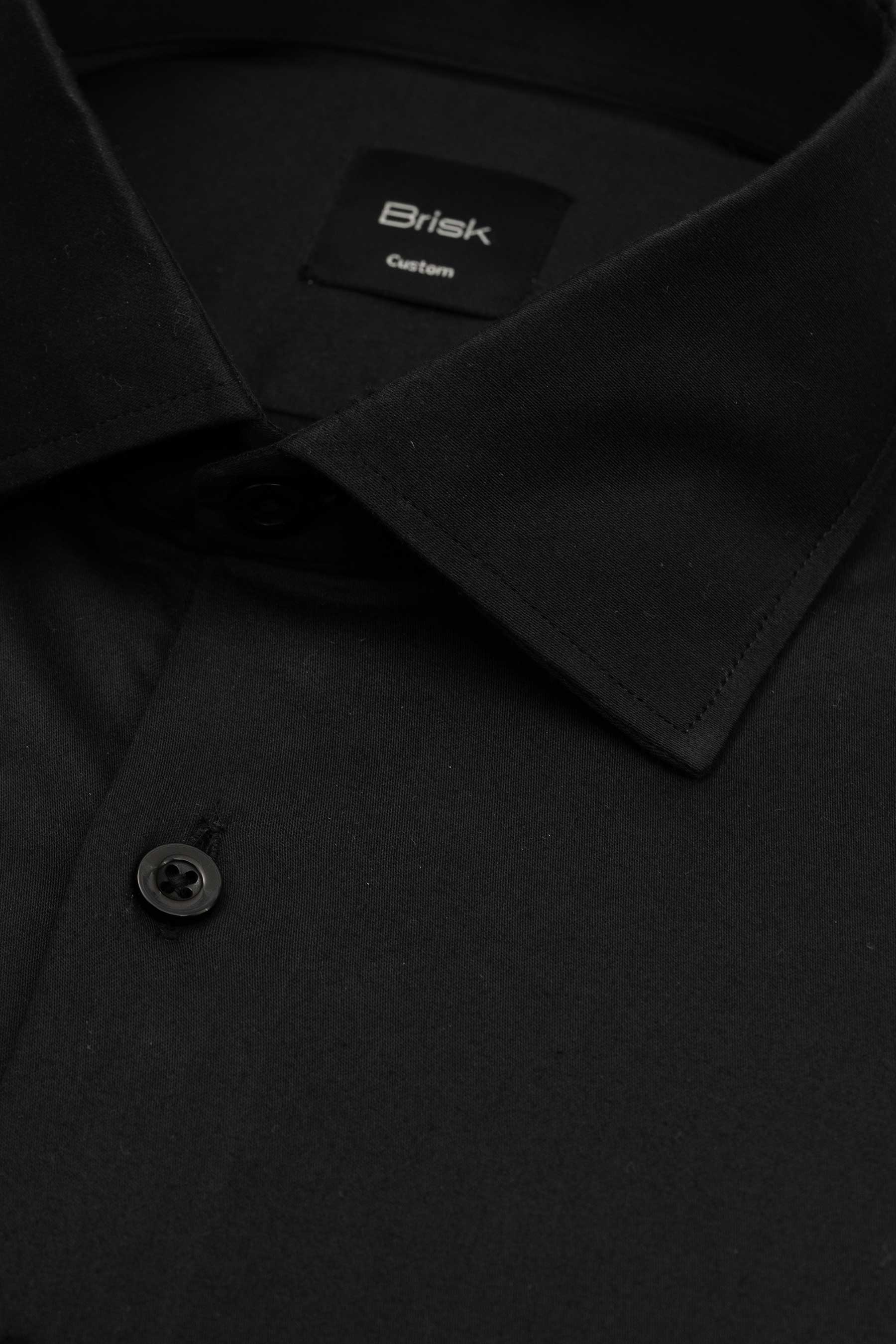 Black Stretch Sateen Shirt - Image 2