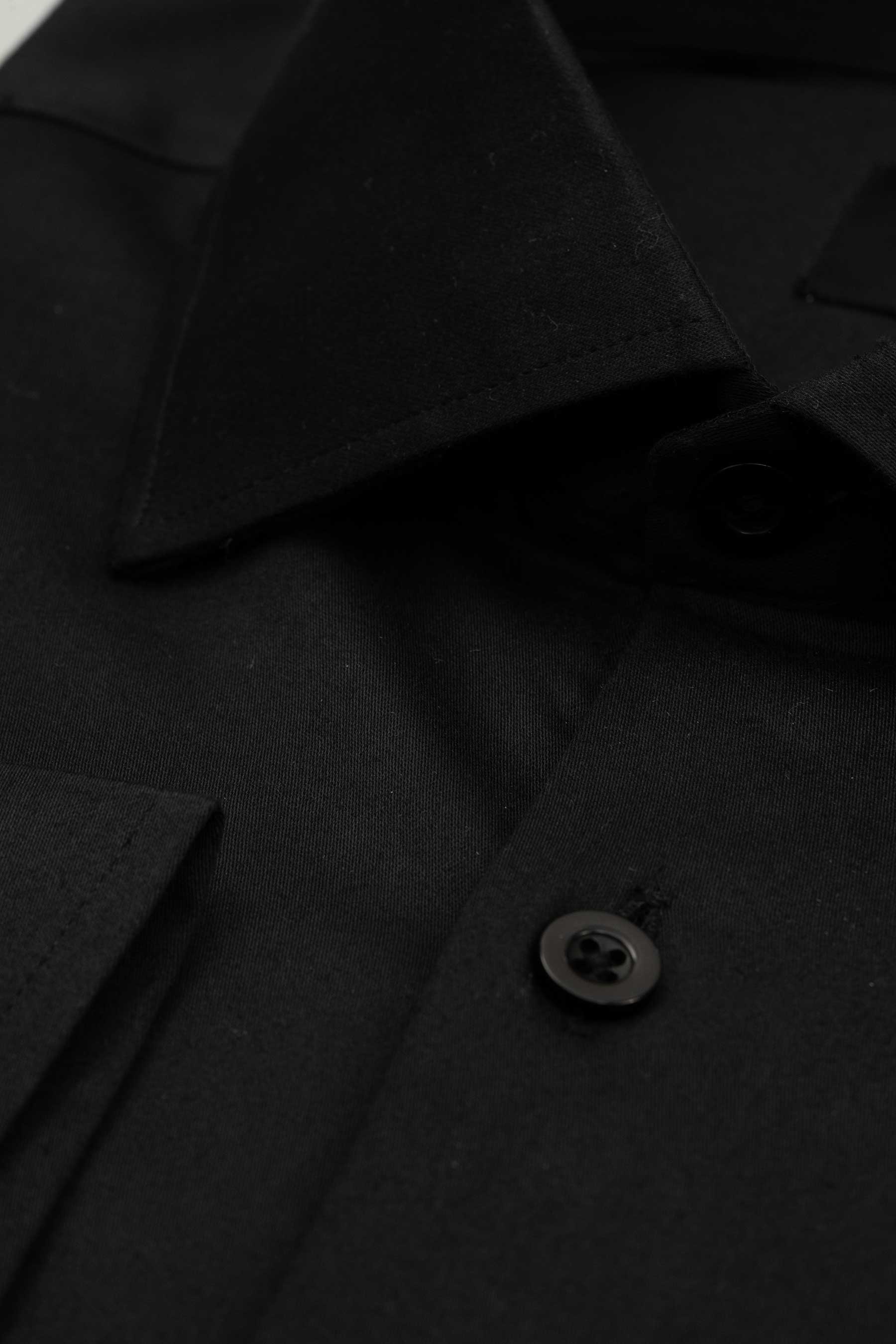 Black Stretch Sateen Shirt - Image 3