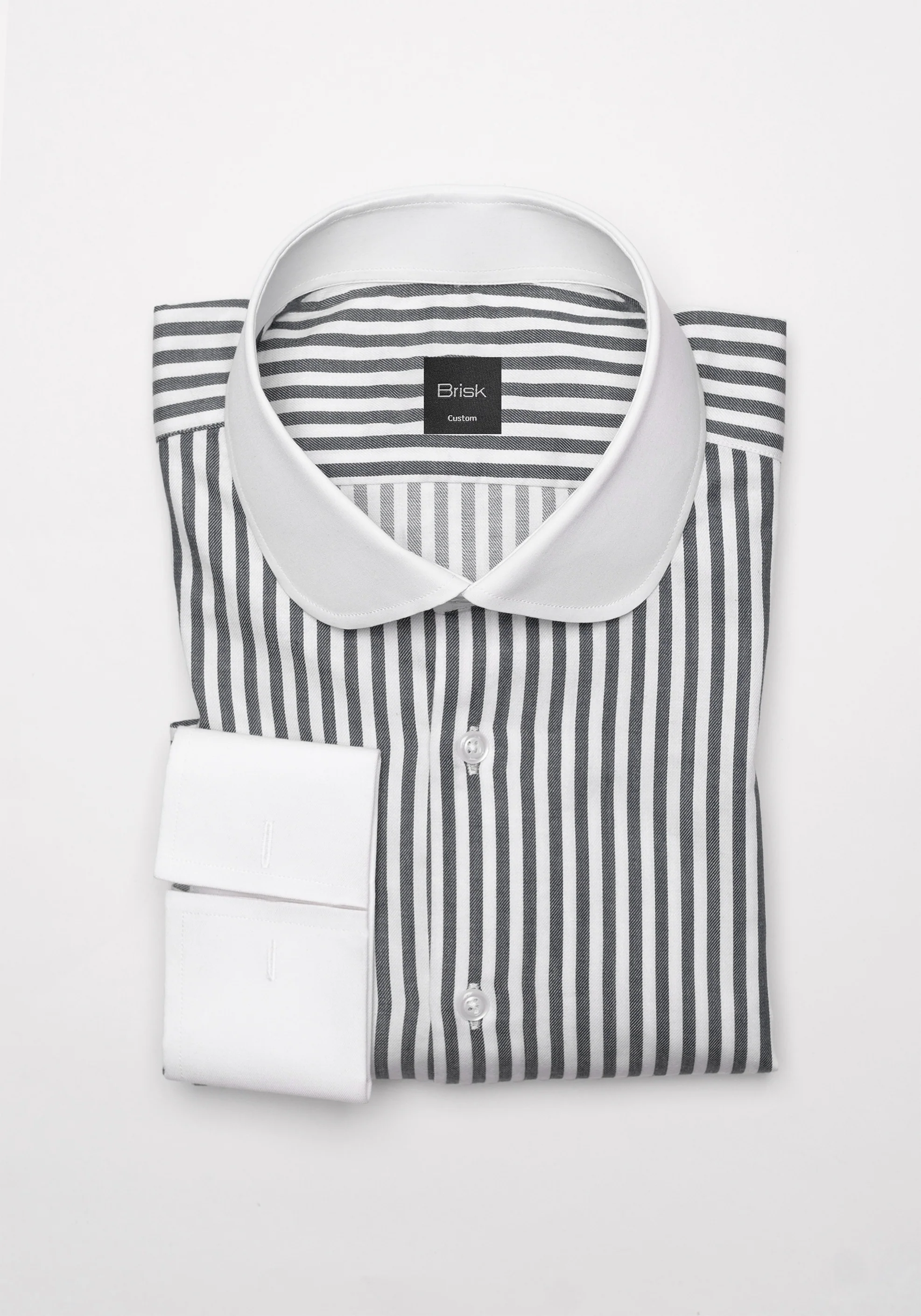 Black Stripes Shirt - White Club Collar & French Cuffs