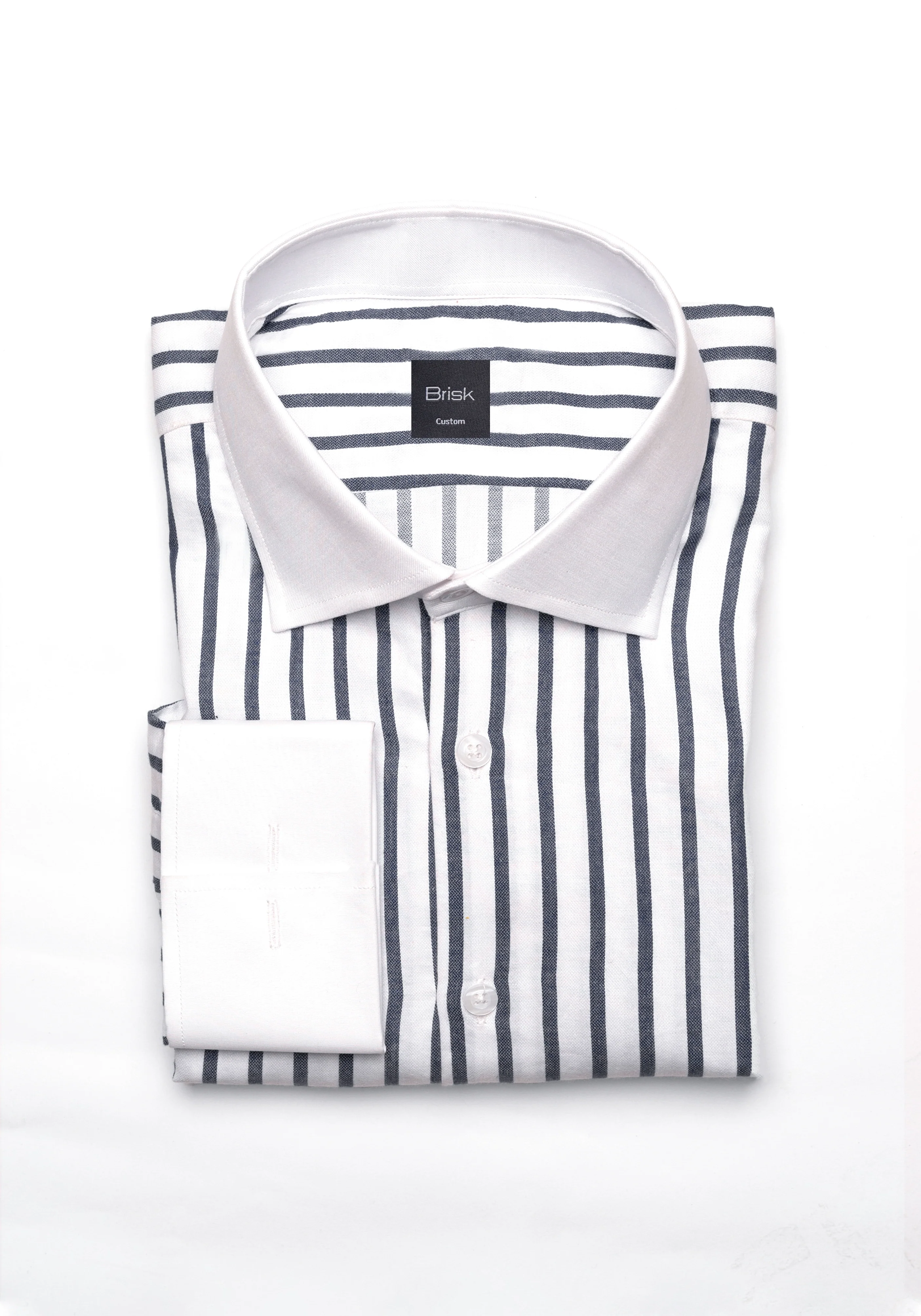 Black Wide Stripes Shirt - White Cutaway Classic Collar & French Cuffs