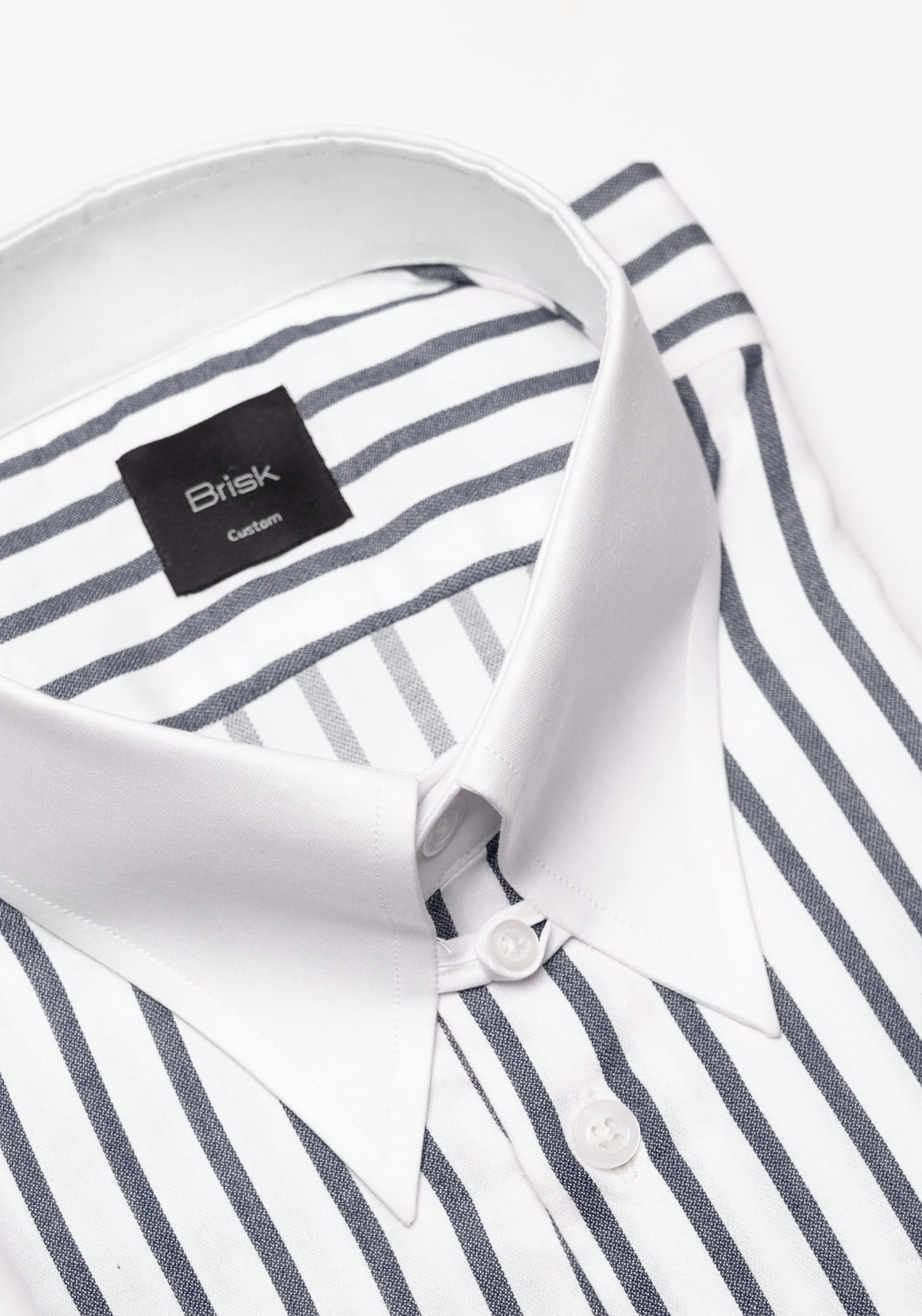Black Wide Stripes Shirt - White Tab Collar & French Cuffs - Image 2