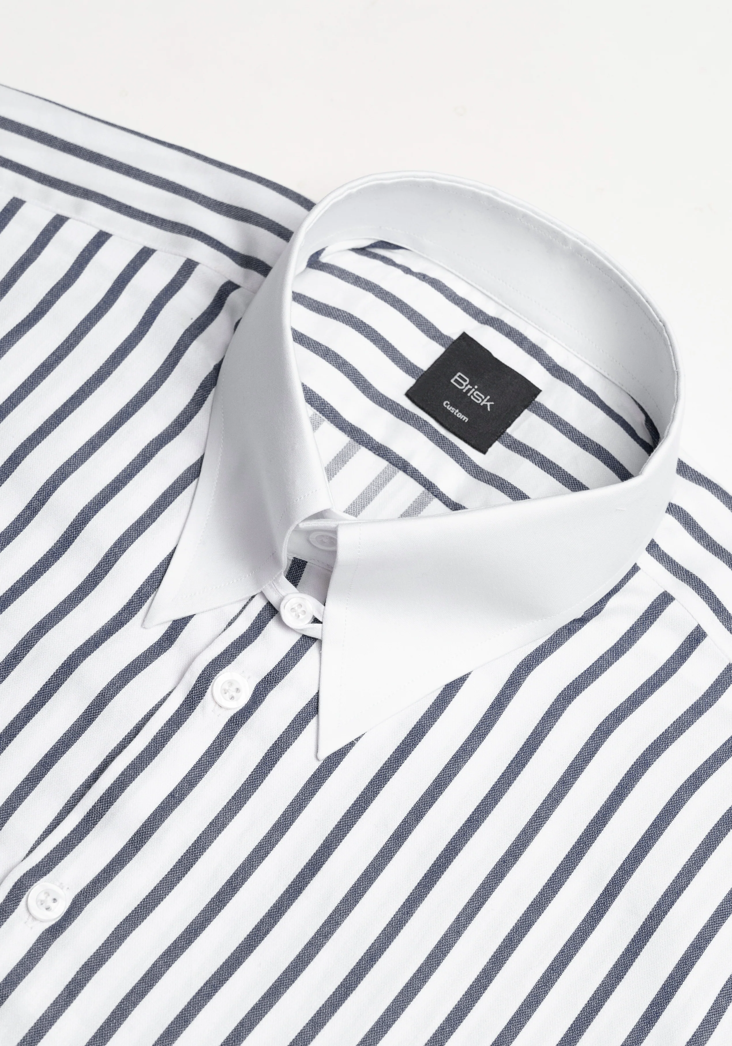 Black Wide Stripes Shirt - White Tab Collar & French Cuffs - Image 3