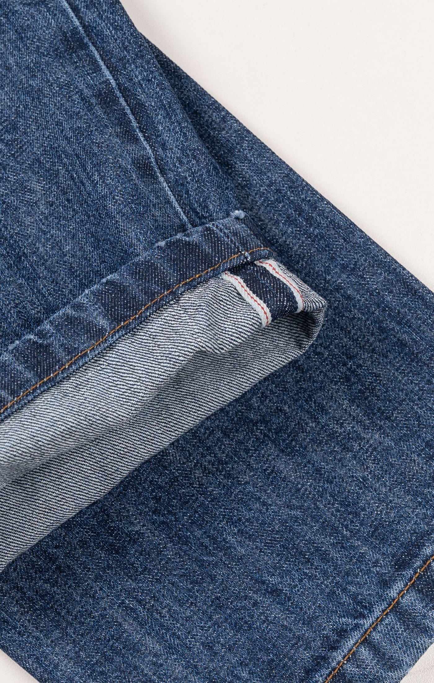 Blue Medium Rinse Wash Slim Straight Selvedge Jeans - Stud - Image 6