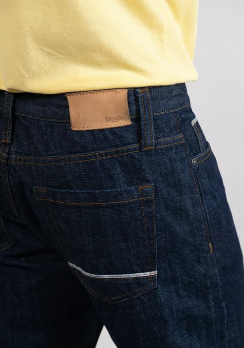 Blue Rinse Wash Slim Straight Selvedge Jeans - Stud - Image 3