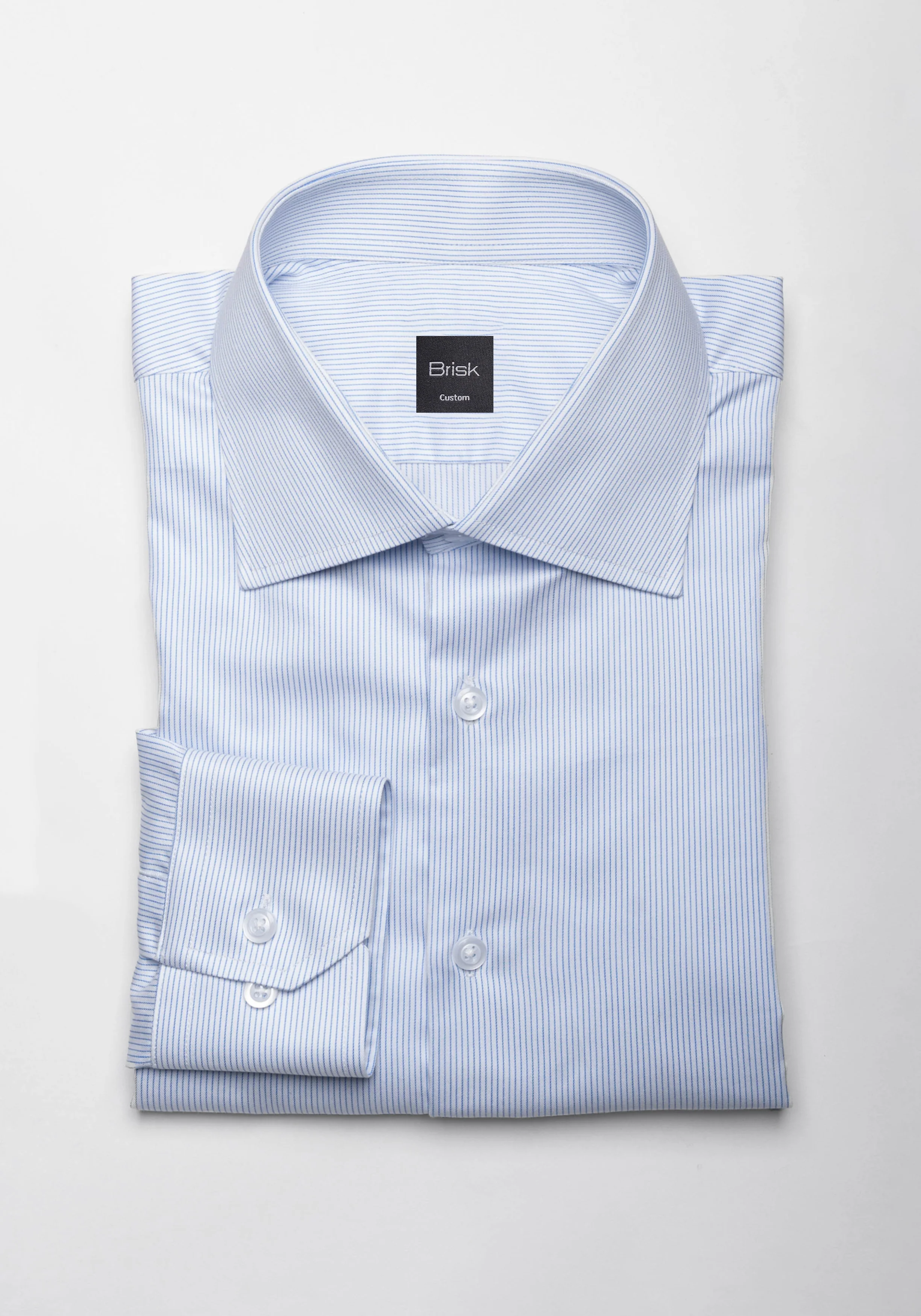 Blue Twill Pencil Stripes Shirt - Wrinkle Resistant Unused Sample