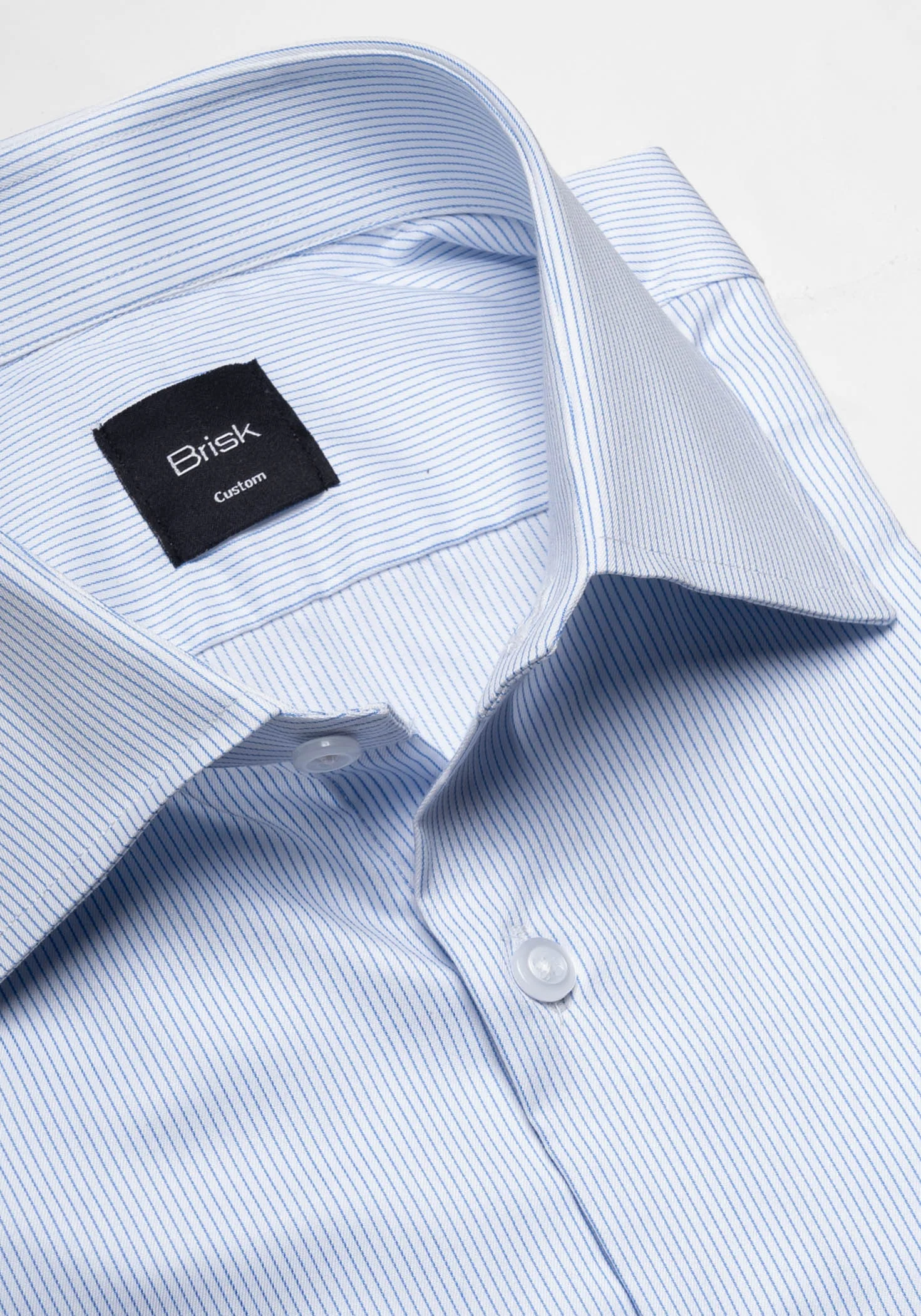 Blue Twill Pencil Stripes Shirt - Wrinkle Resistant Unused Sample - Image 2
