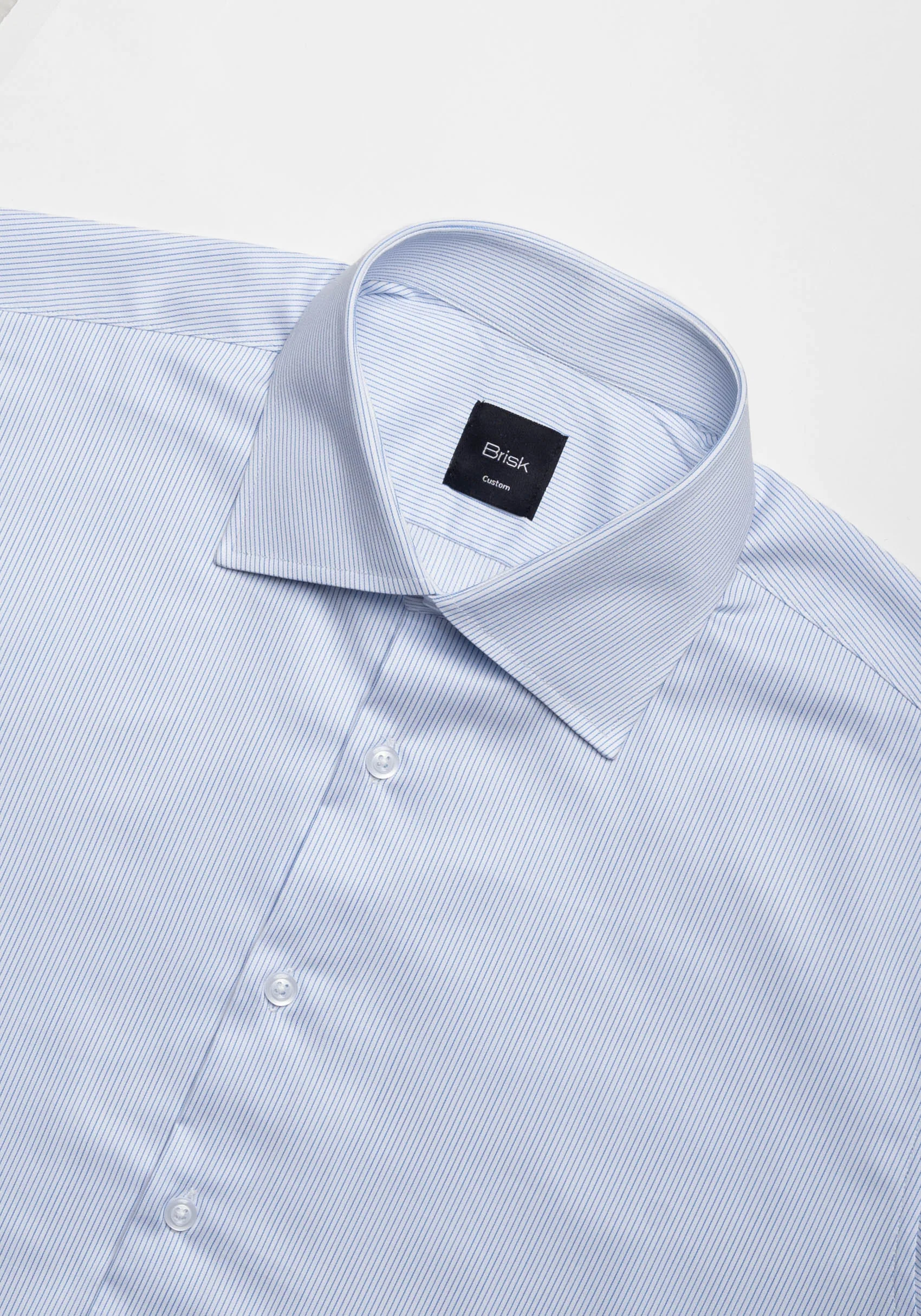 Blue Twill Pencil Stripes Shirt - Wrinkle Resistant Unused Sample - Image 3