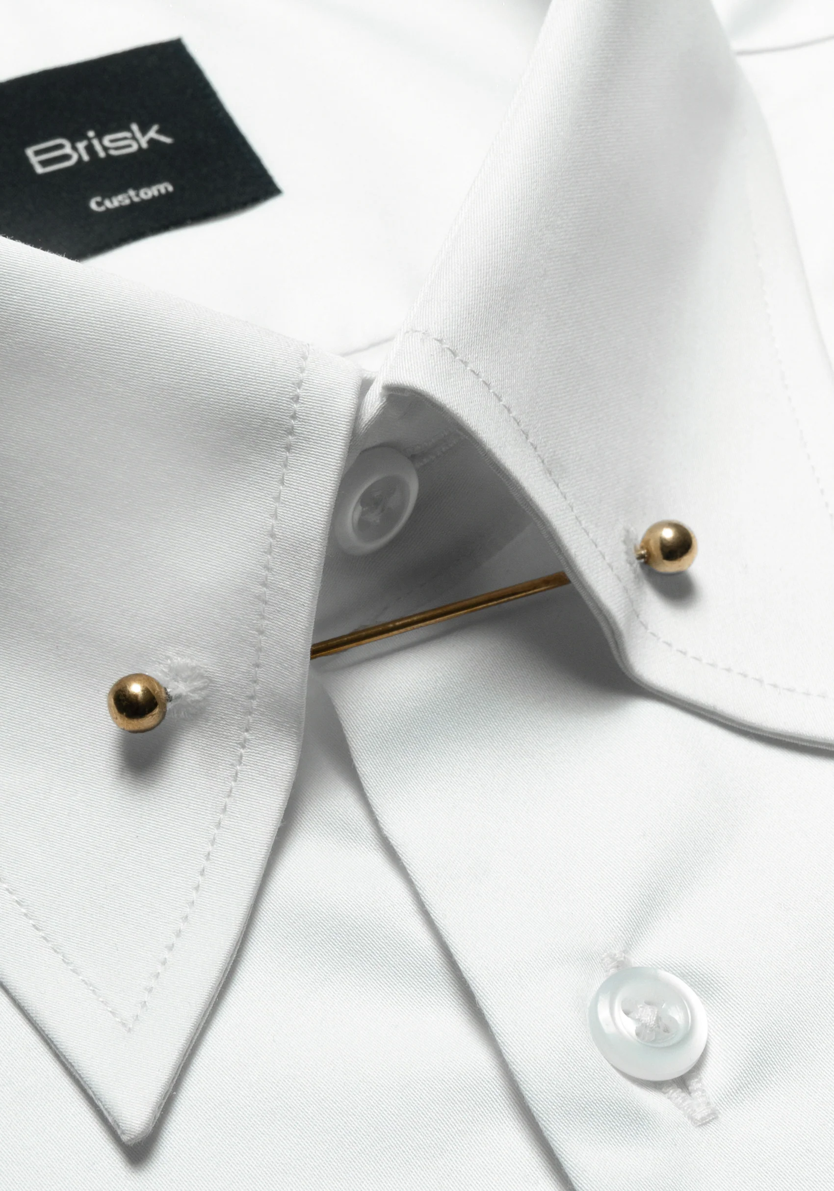 Bright White Easy-Care Sateen Pin Collar Shirt - Image 2