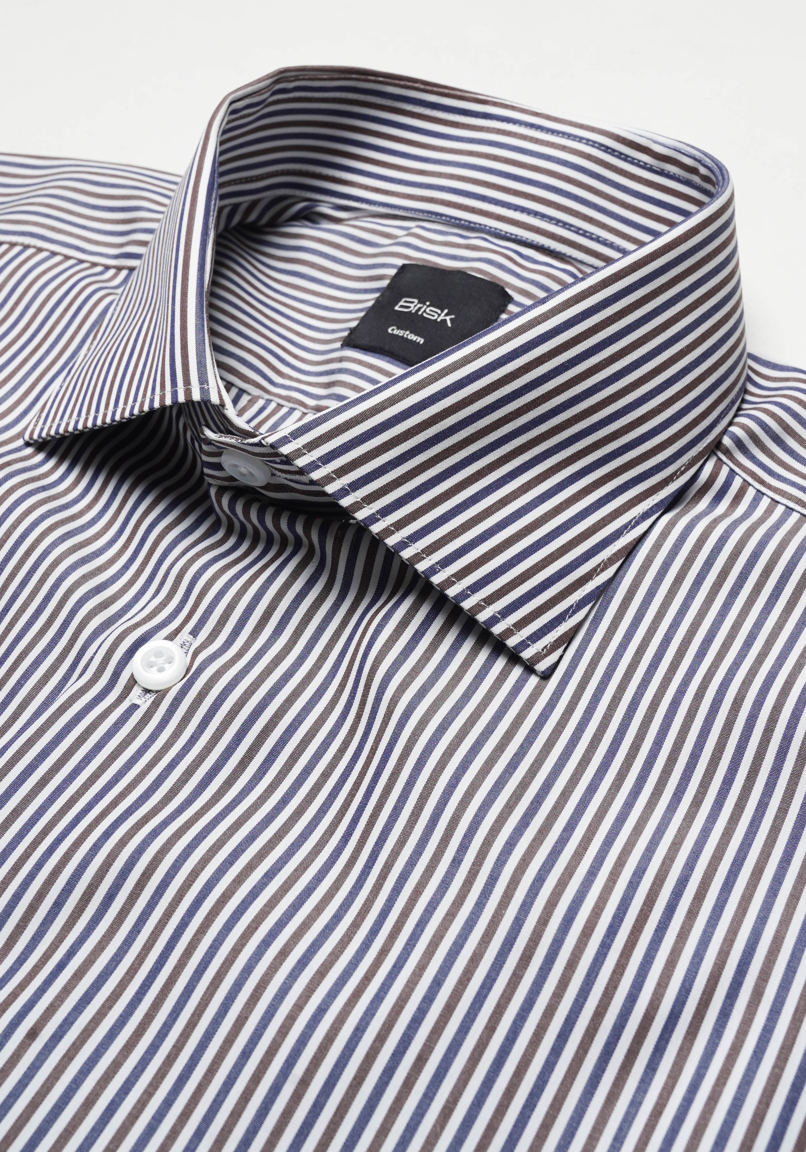 Brown Blue Narrow Stripes Shirt - Image 3