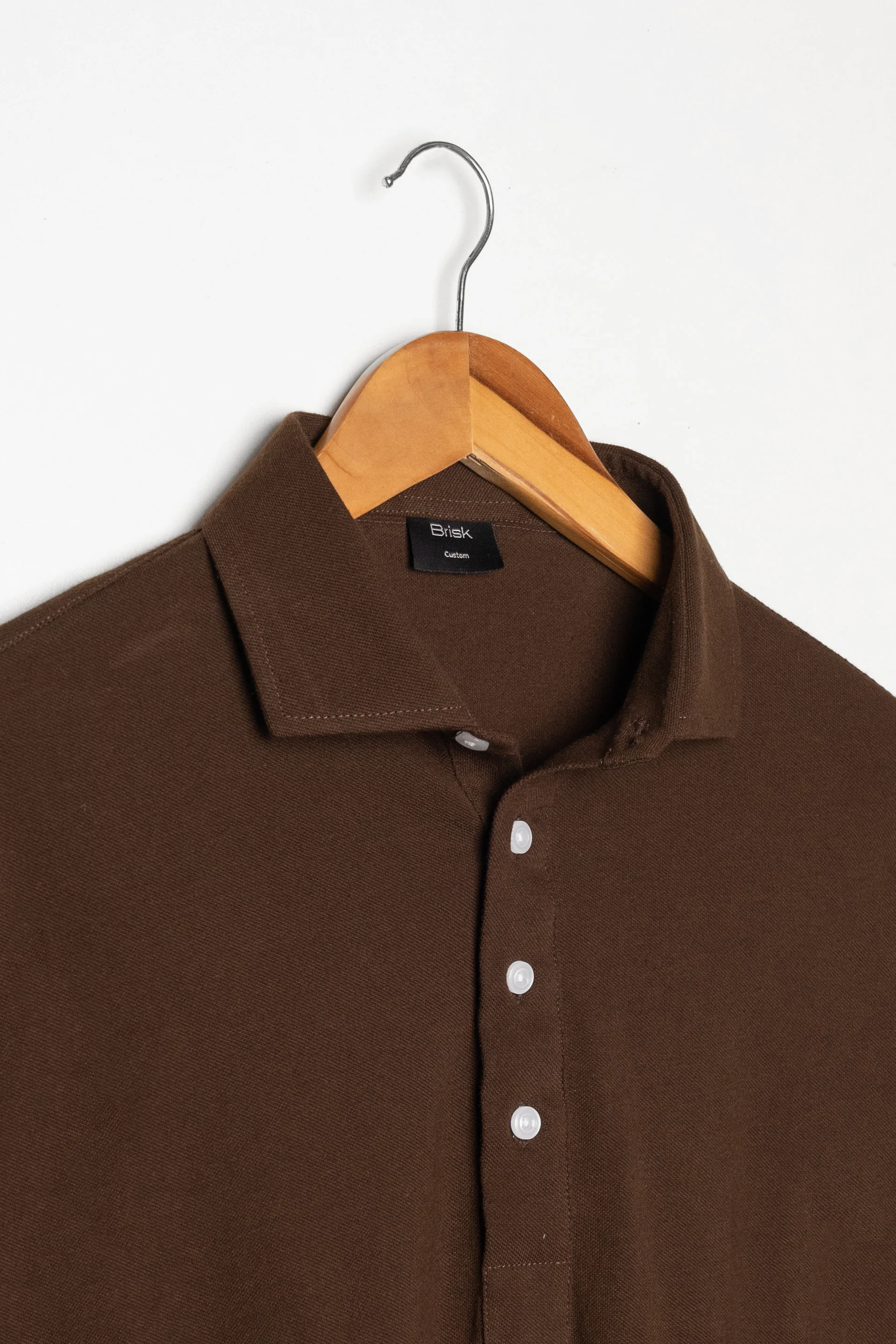 Brown Feather Soft Piqué Popover Full Sleeve Polo Shirt - Image 5