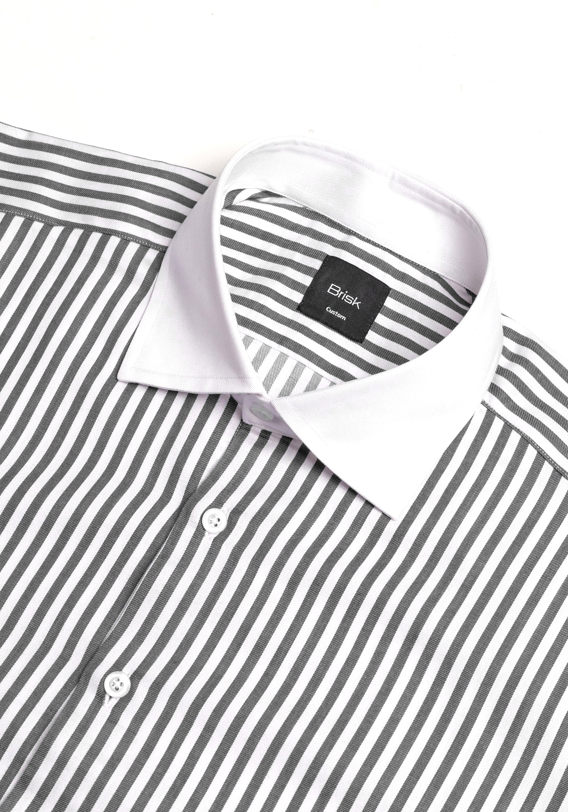 Black Stripes Shirt - White Cutaway Classic Collar & French Cuffs - Image 3