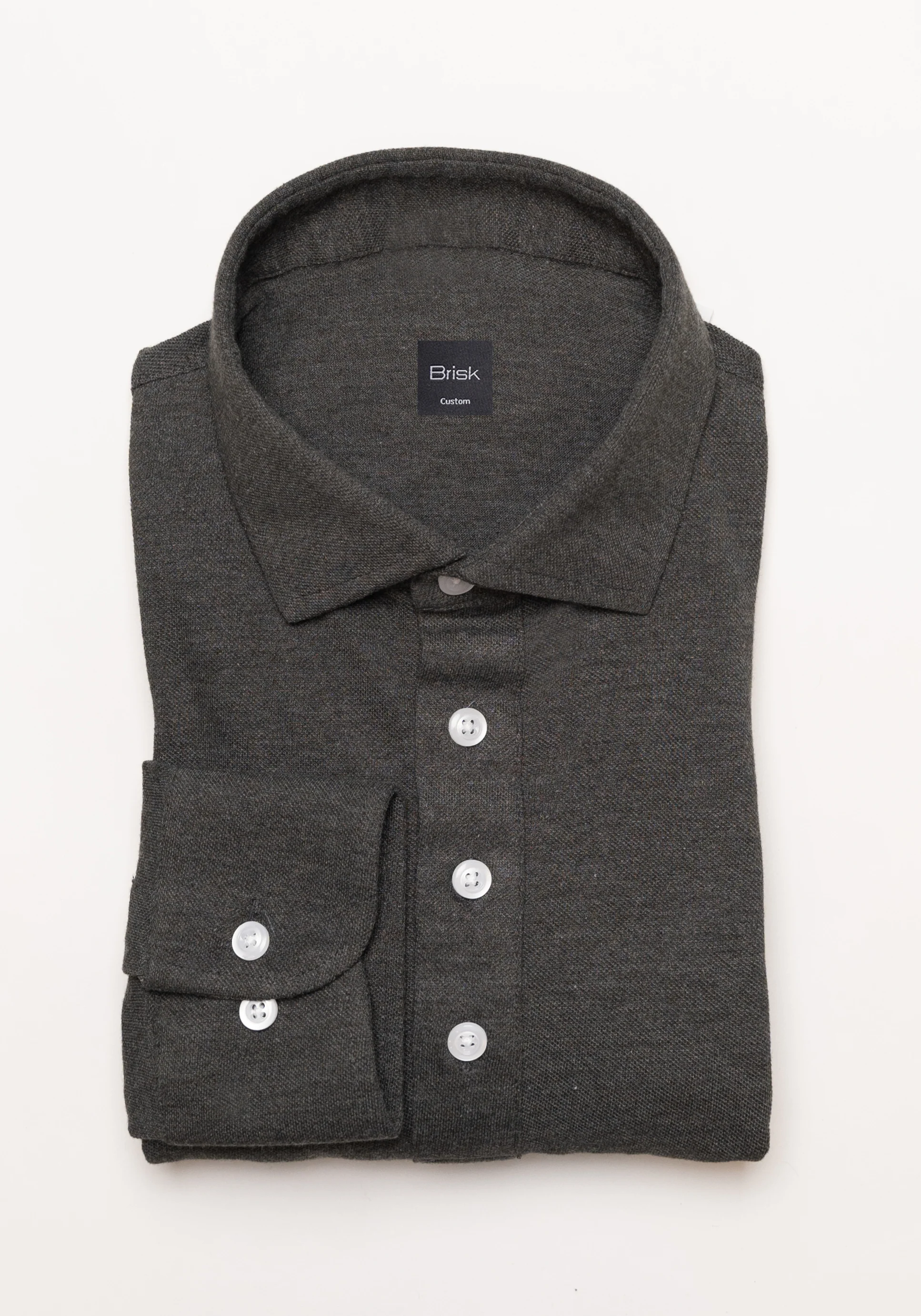 Charcoal Grey Feather Soft Piqué Popover Full Sleeve Polo Shirt - Image 3