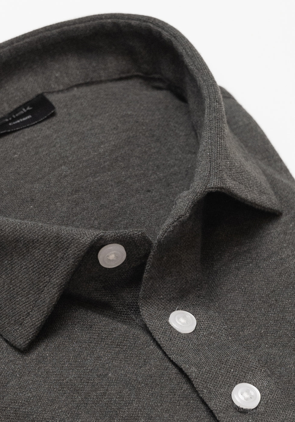 Charcoal Grey Feather Soft Piqué Popover Full Sleeve Polo Shirt - Image 4