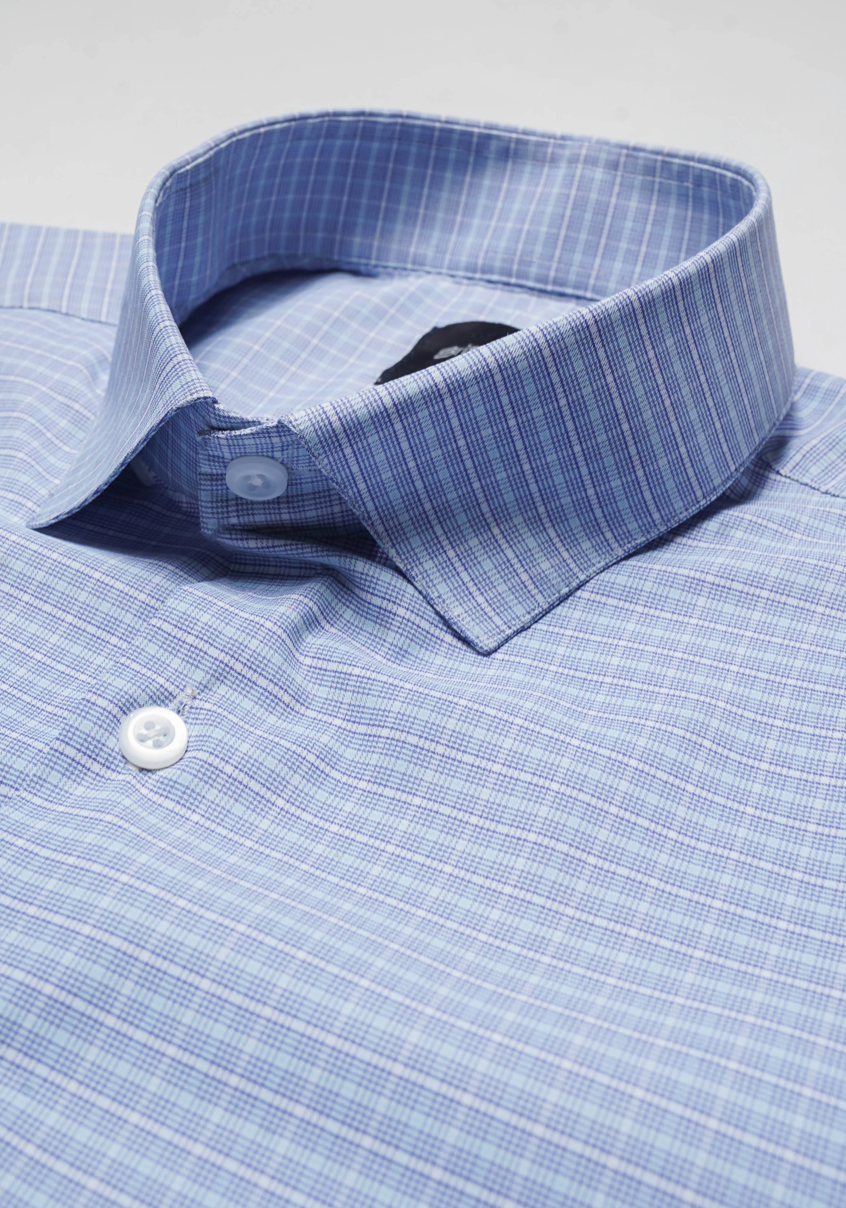Crisp Blue Grid Traveller Performance Stretch Shirt - Image 4