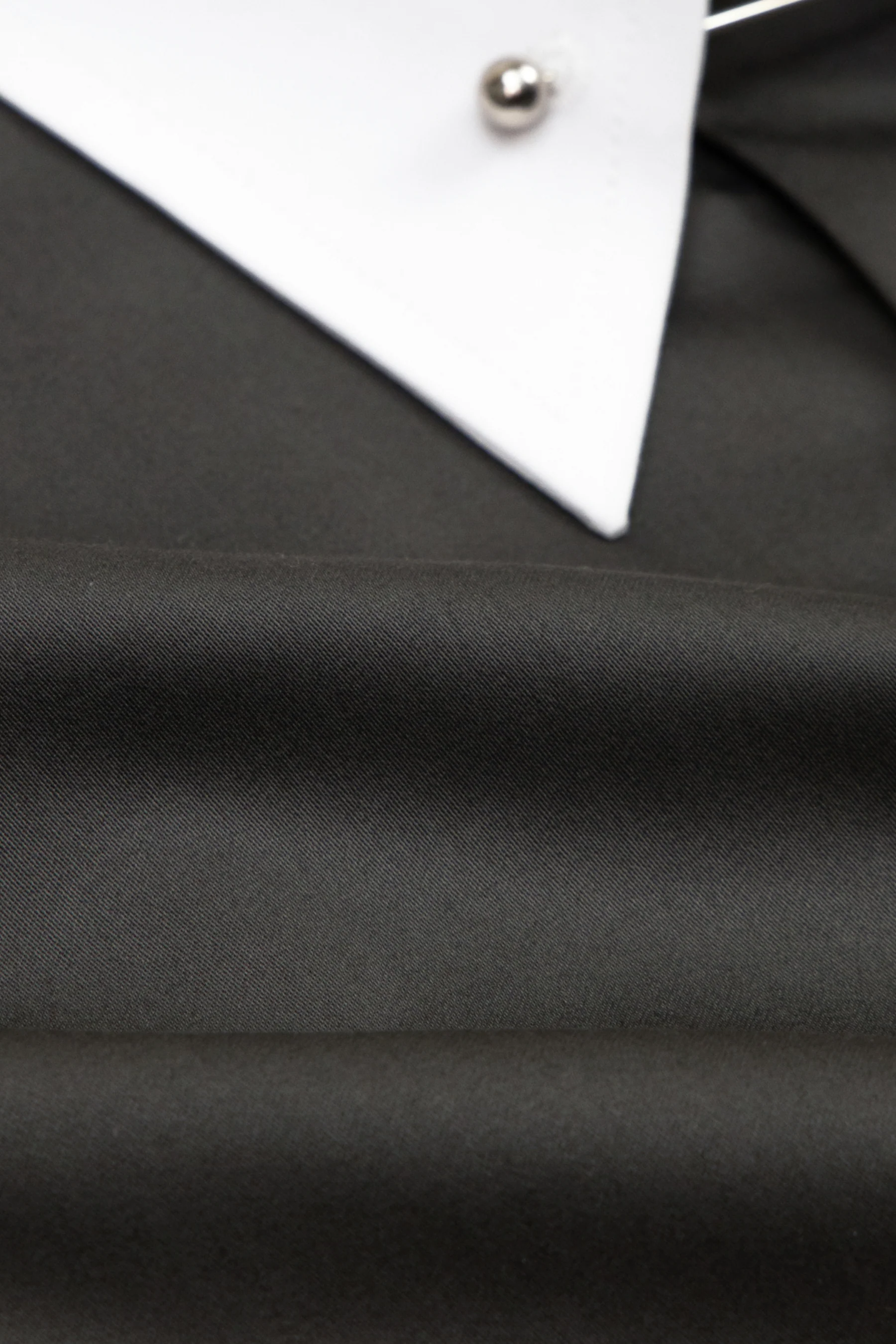 Dark Grey Easy-Care Sateen Pin Collar Shirt - Image 2