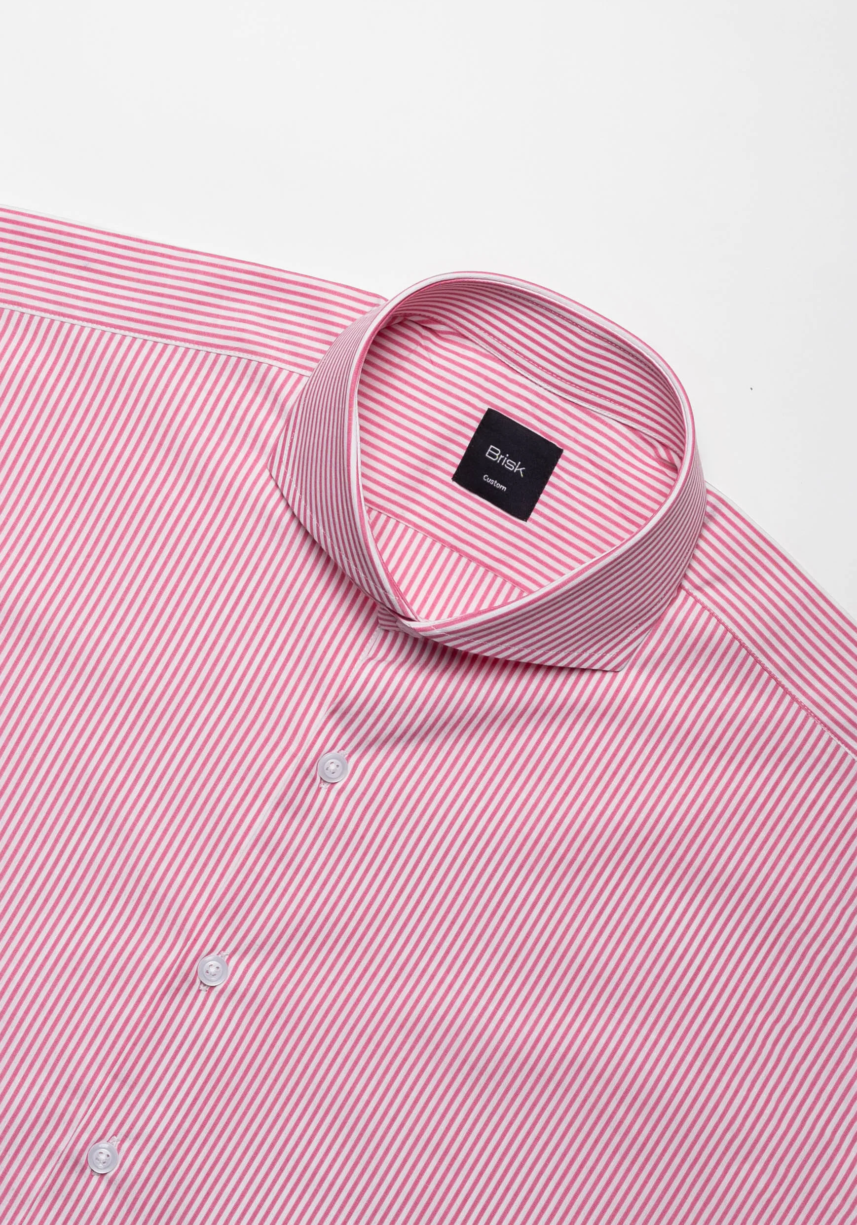 Dark Pink Dobby Stripes Shirt - Wrinkle Resistant Unused Sample - Image 3