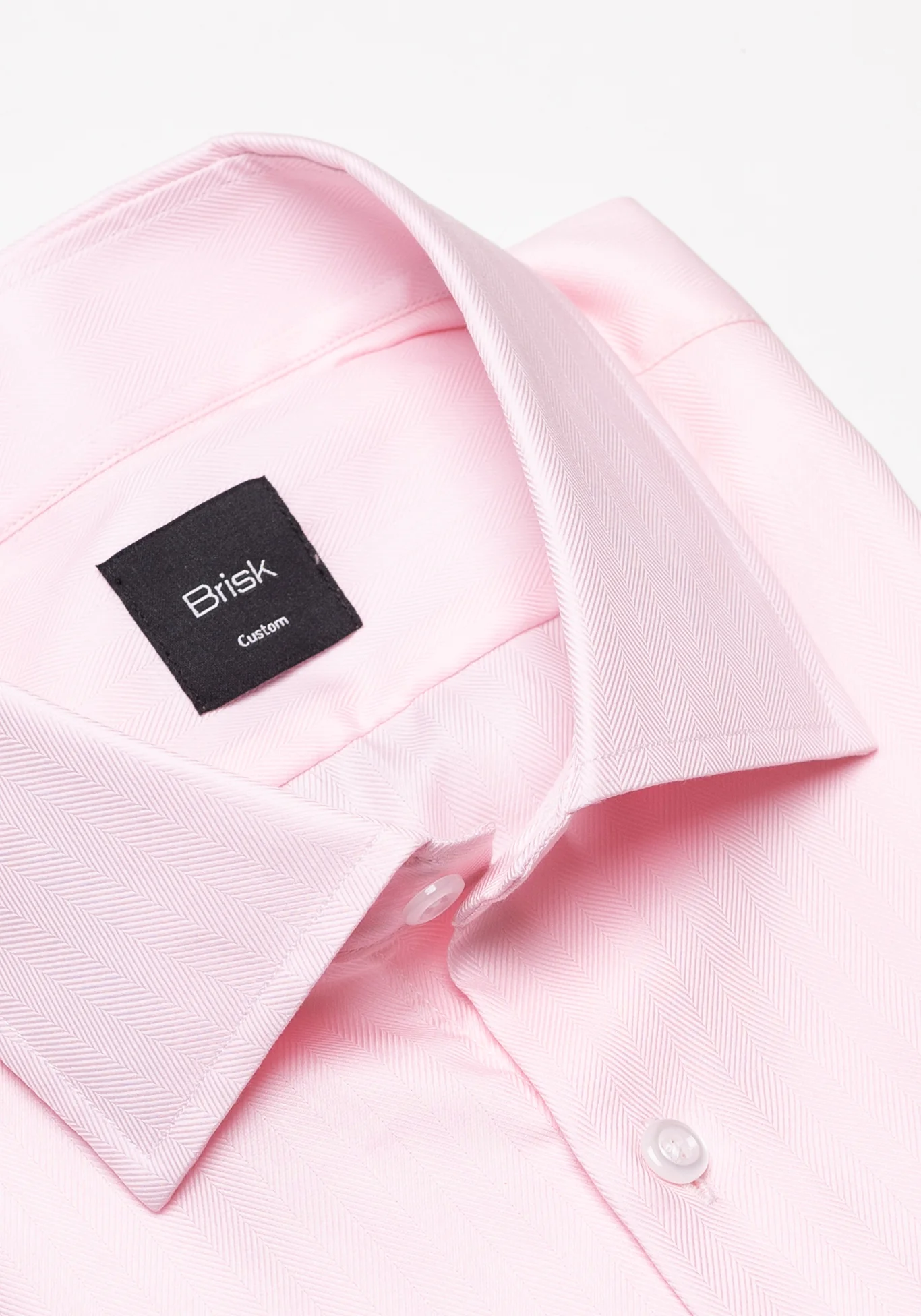 Egyptian Pastel Pink Herringbone Shirt - Cutaway Classic Collar - Image 2