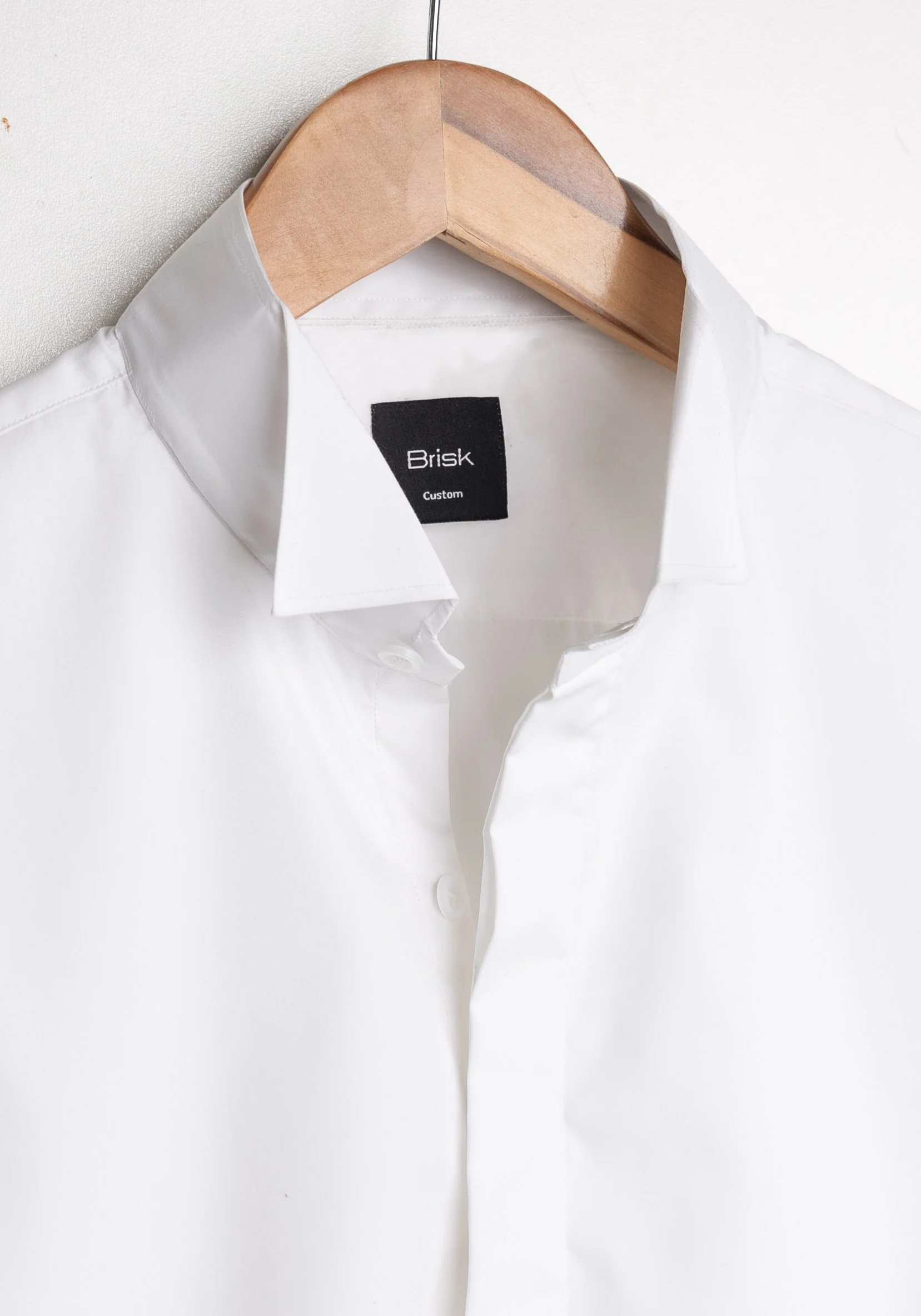 White 60's Poplin  Wingtip Collar Shirt - Bib Front - Image 3