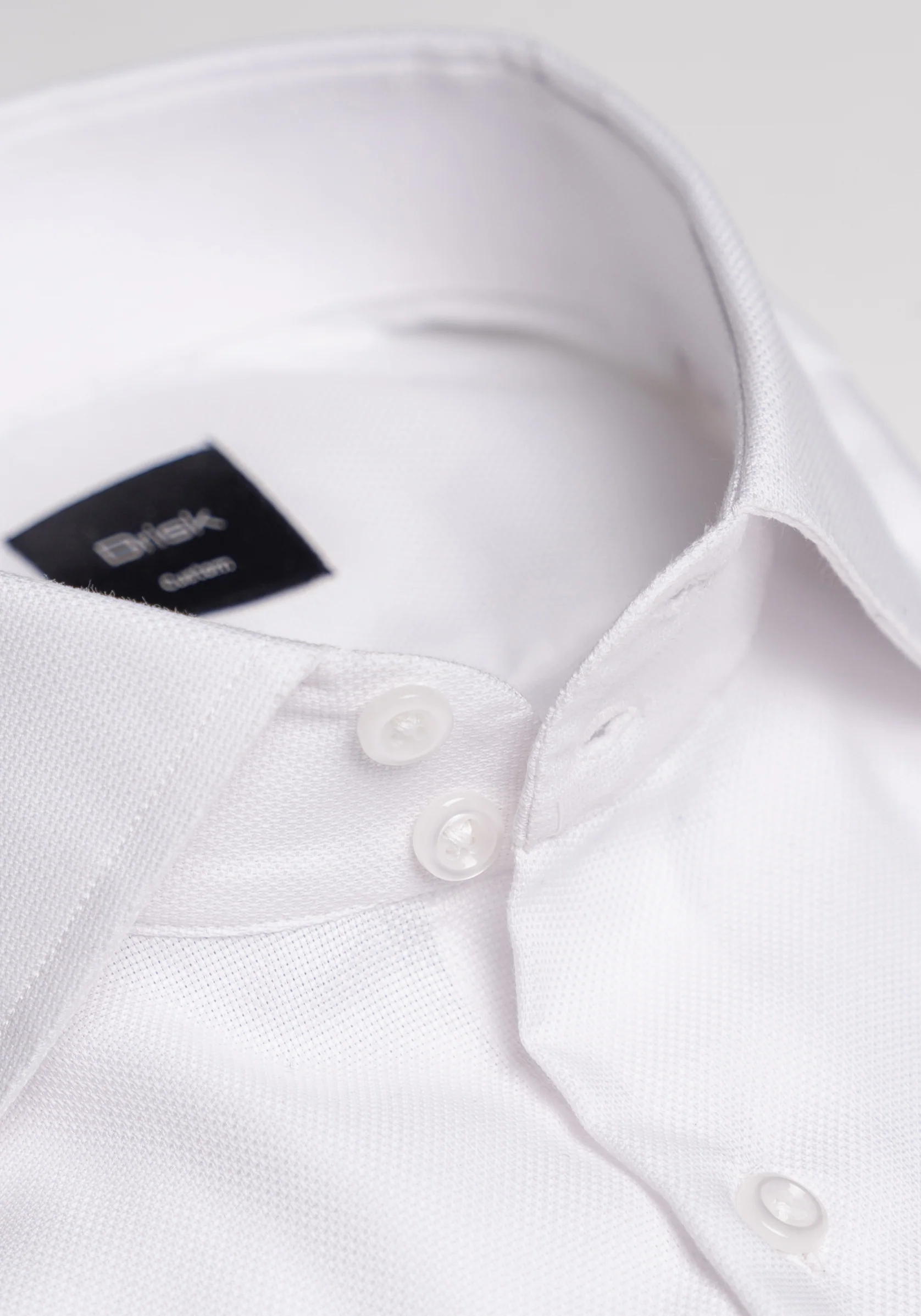 Egyptian White Self Structured Double Button Shirt Unused Sample - Image 2