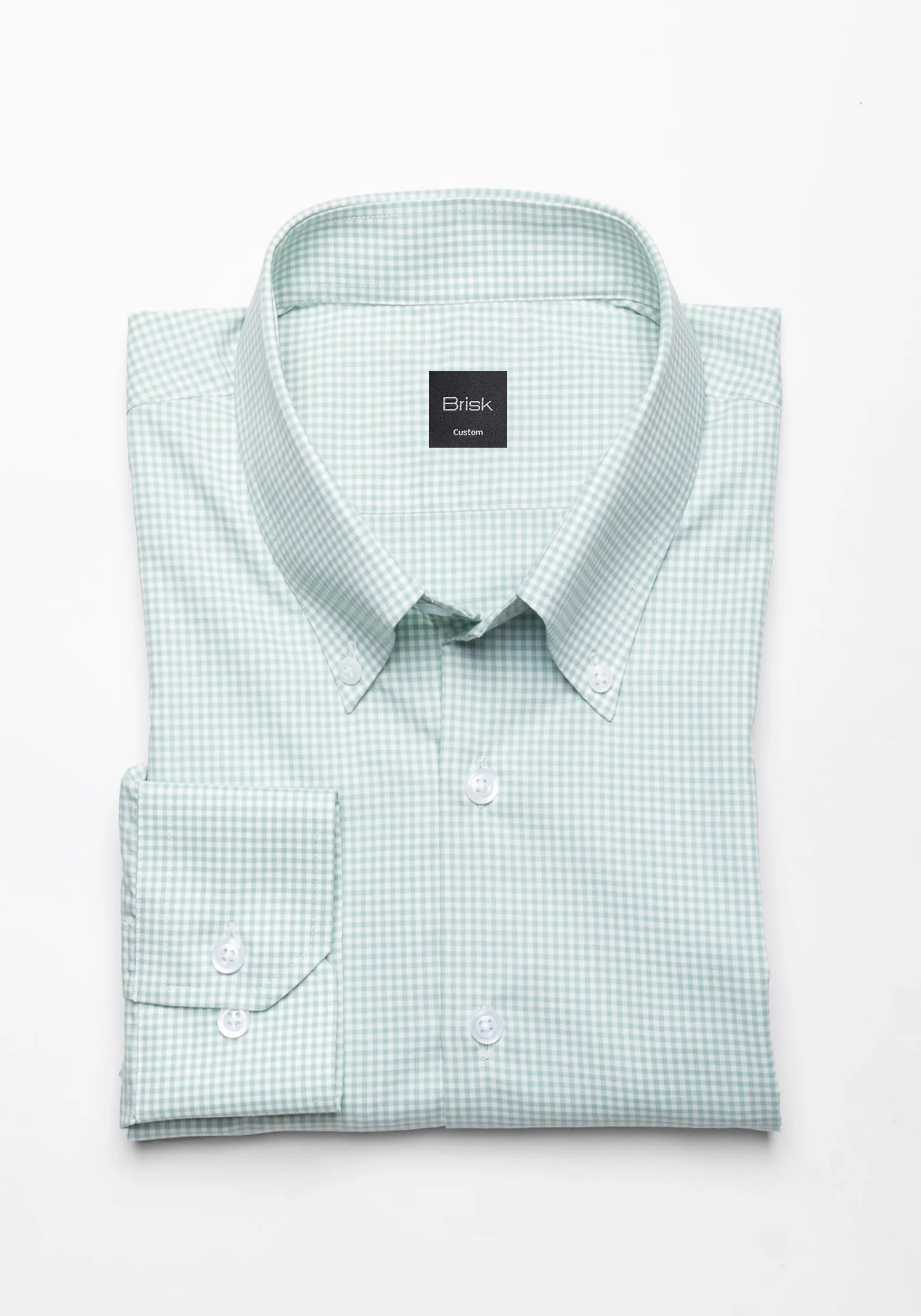 Fine Pastel Green Gingham Shirt Wrinkle-Resistant