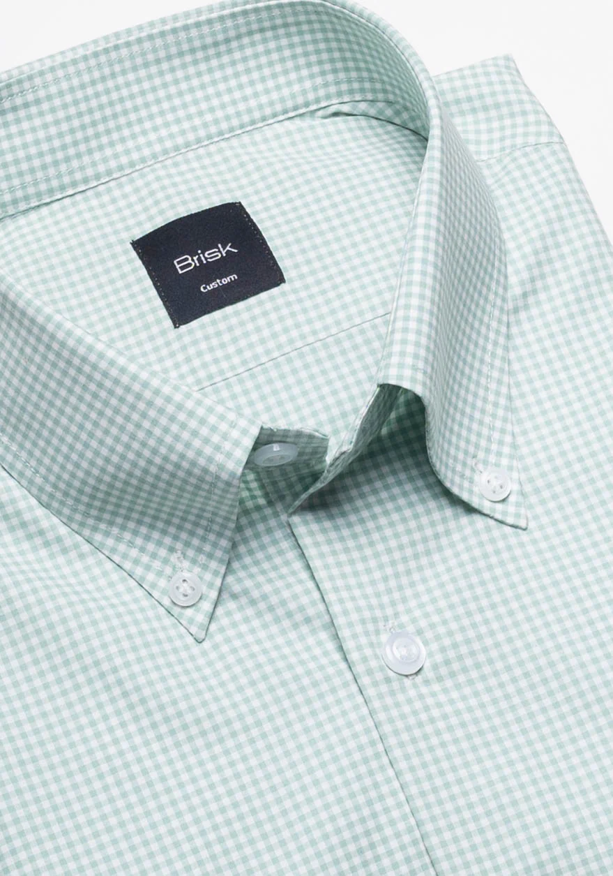 Fine Pastel Green Gingham Shirt Wrinkle-Resistant - Image 2