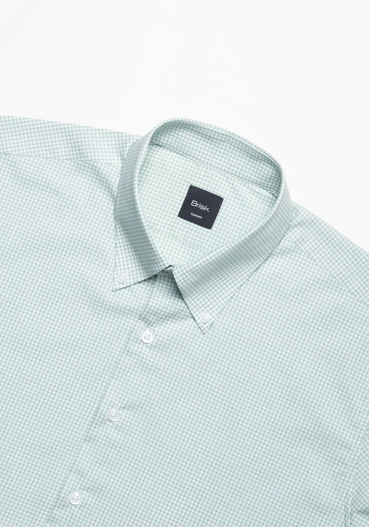 Fine Pastel Green Gingham Shirt Wrinkle-Resistant - Image 3