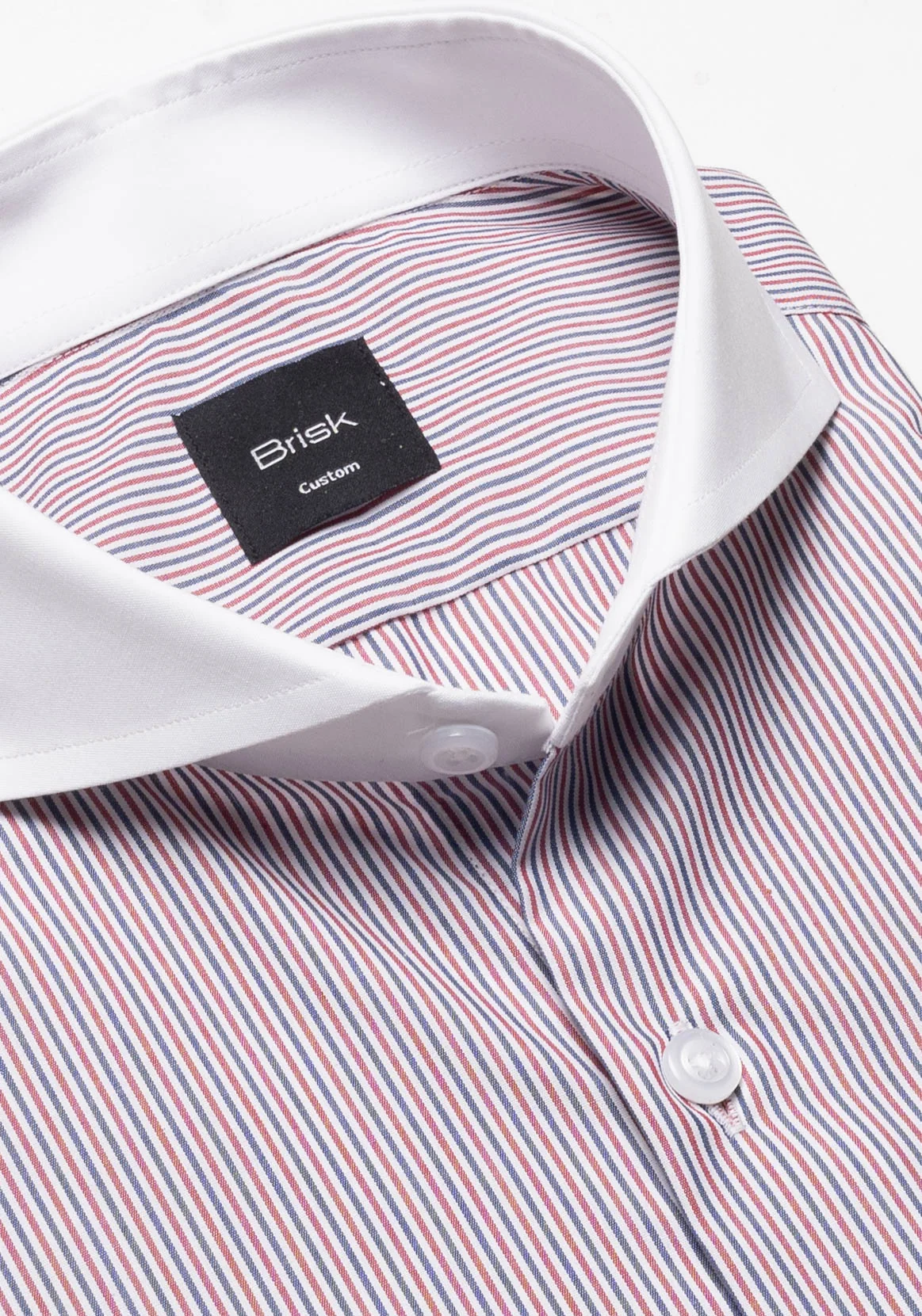 Fine Red Navy Narrow Stripes Shirt - Image 2