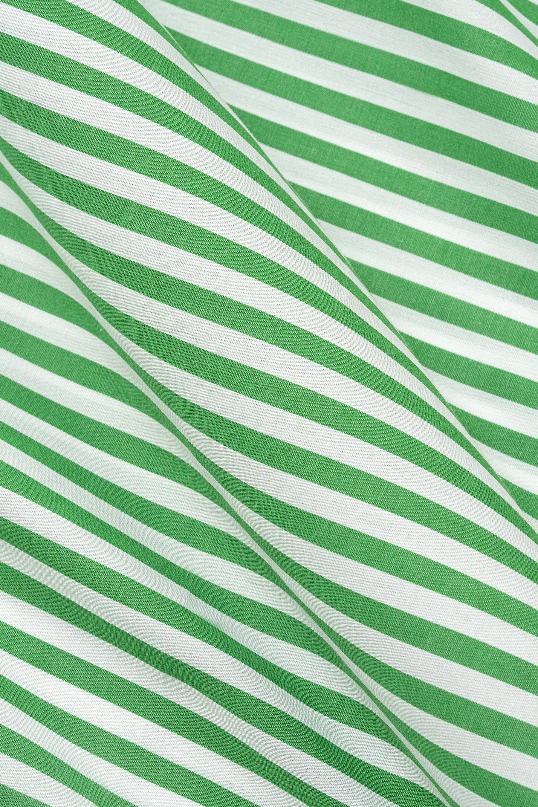 Green Bengal Striped Pima Cotton - Wrinkle Resistant