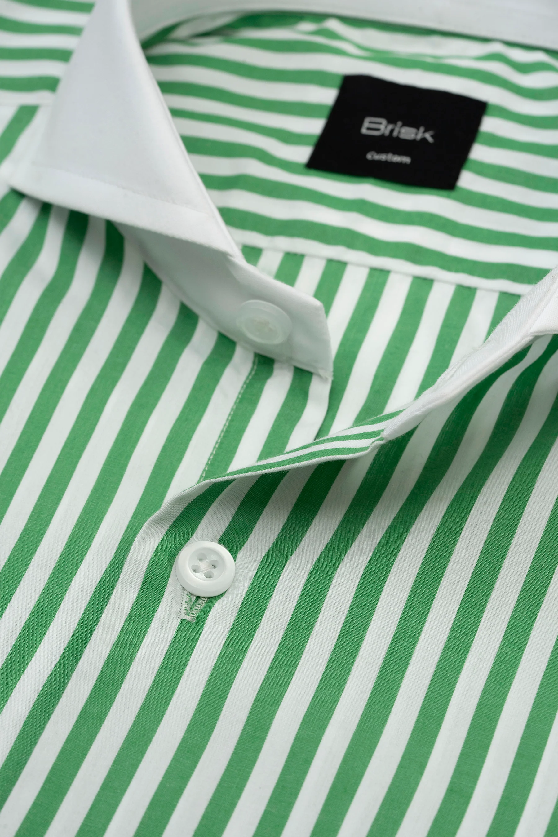 Green Bengal Striped Pima Cotton Shirt - Wrinkle Resistant - Image 2
