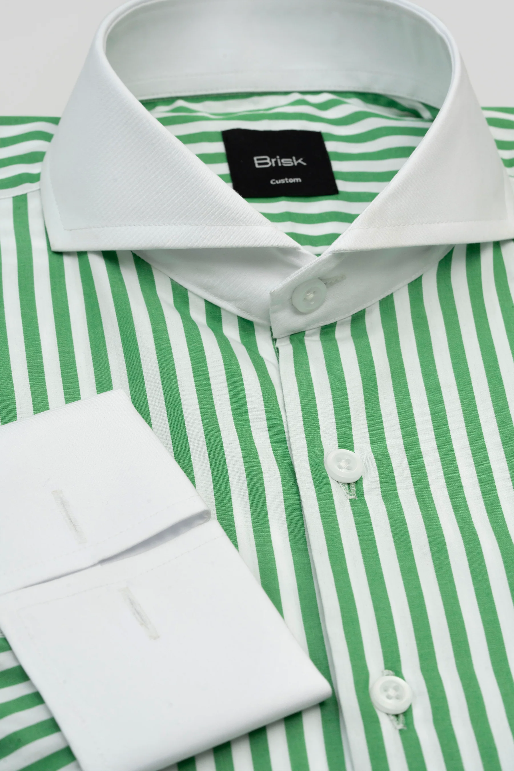 Green Bengal Striped Pima Cotton Shirt - Wrinkle Resistant - Image 3