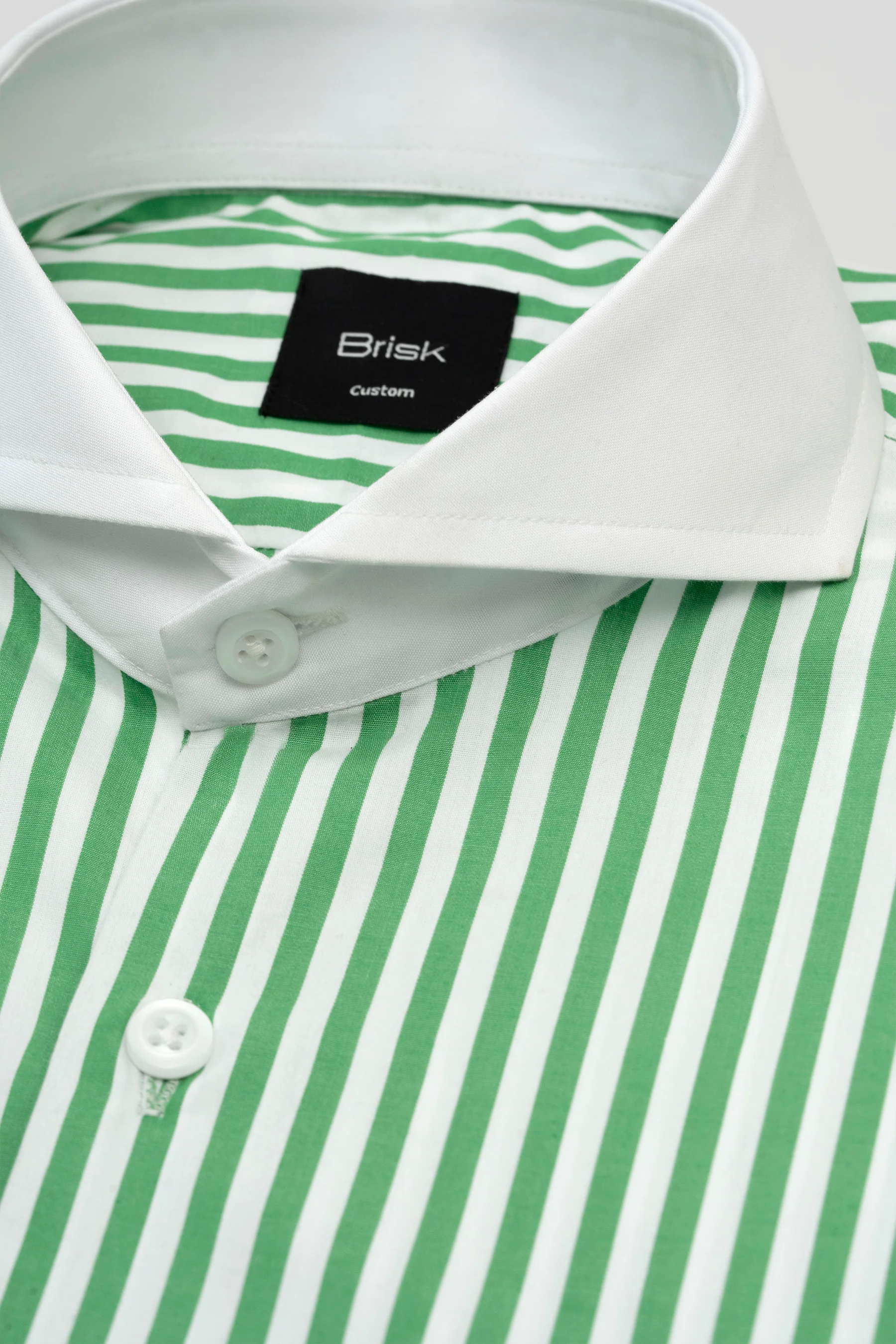 Green Bengal Striped Pima Cotton Shirt - Wrinkle Resistant - Image 4
