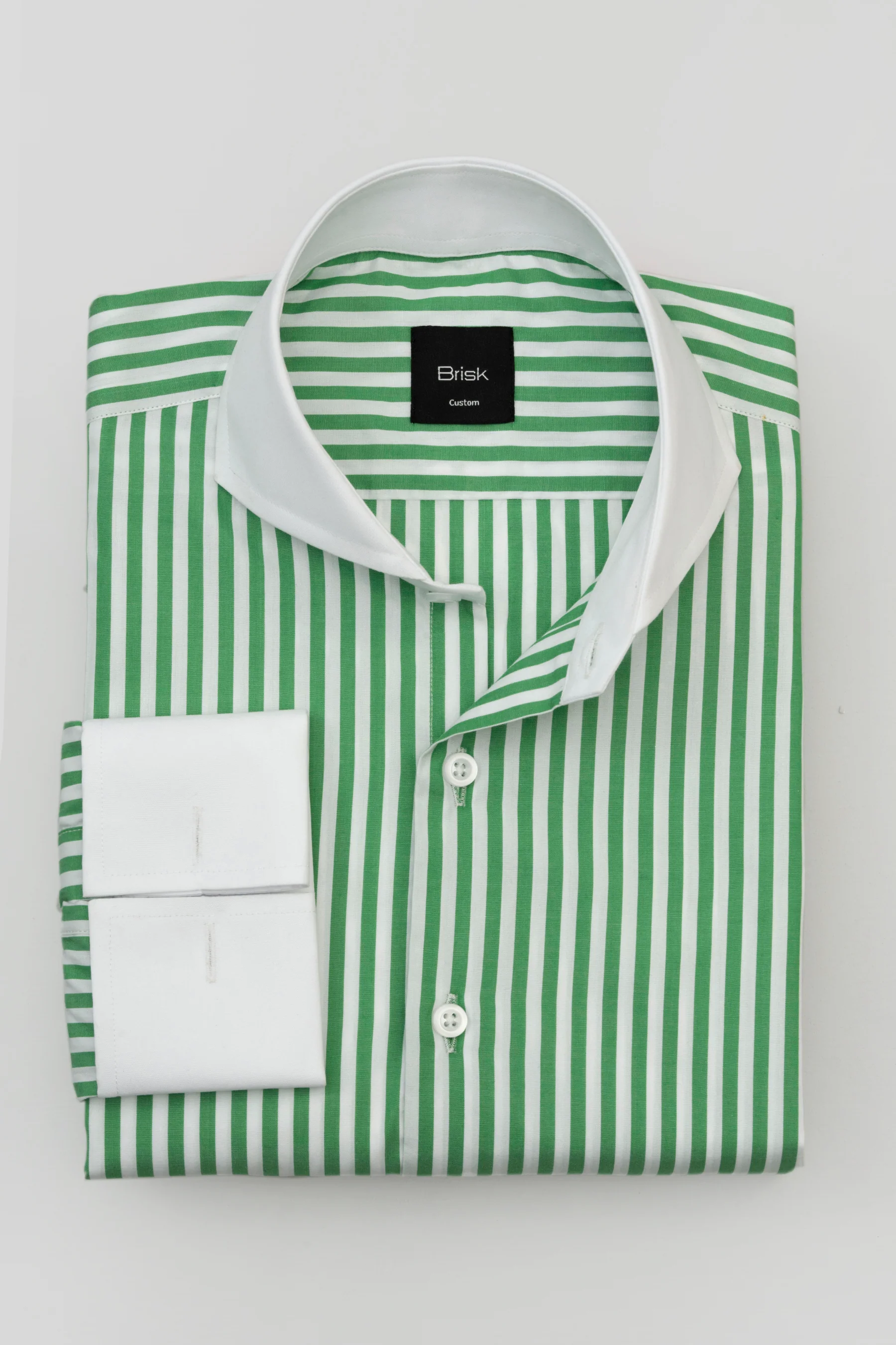 Green Bengal Striped Pima Cotton Shirt - Wrinkle Resistant - Image 5