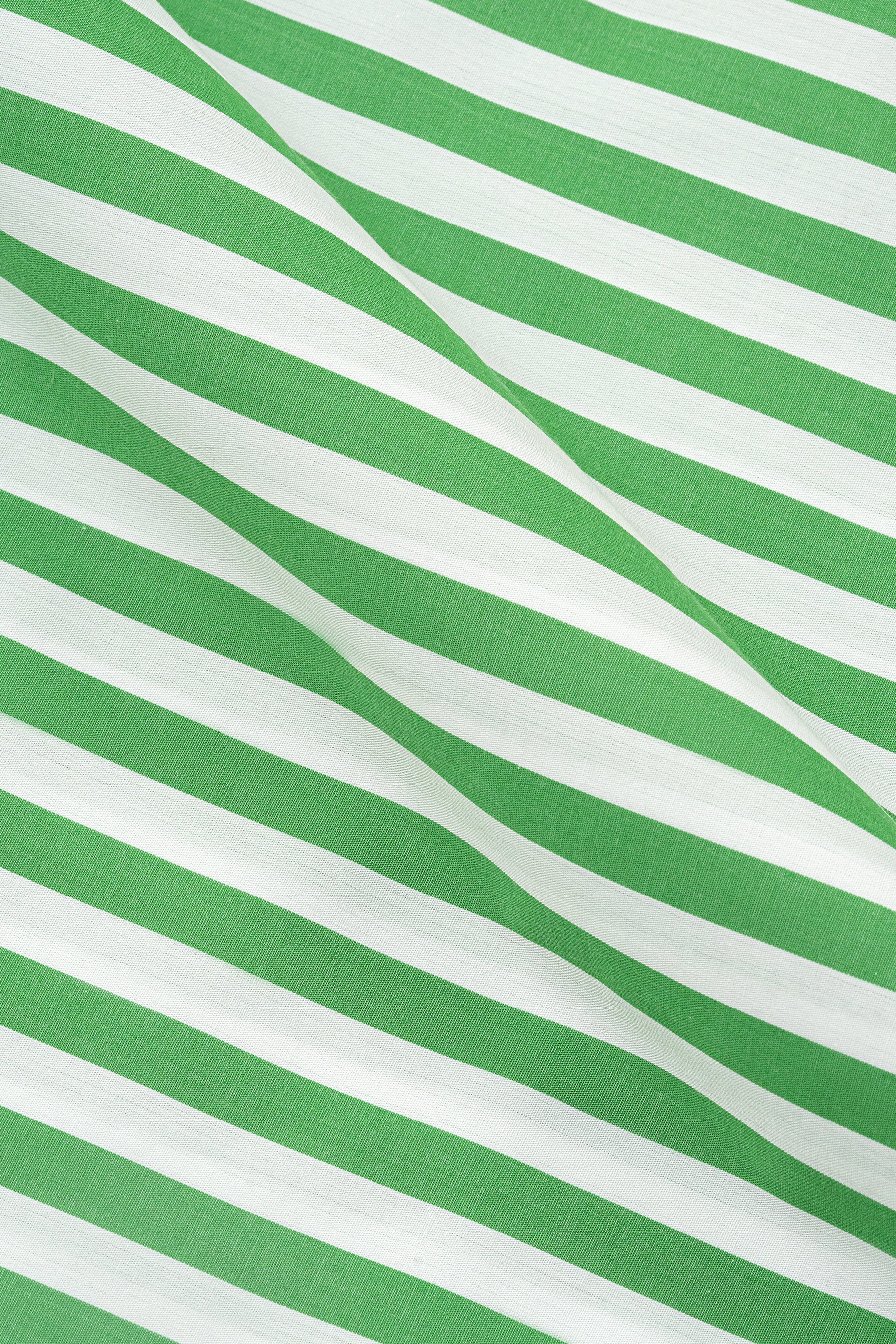 Green Bold Striped Pima Cotton - Wrinkle Resistant - Image 4