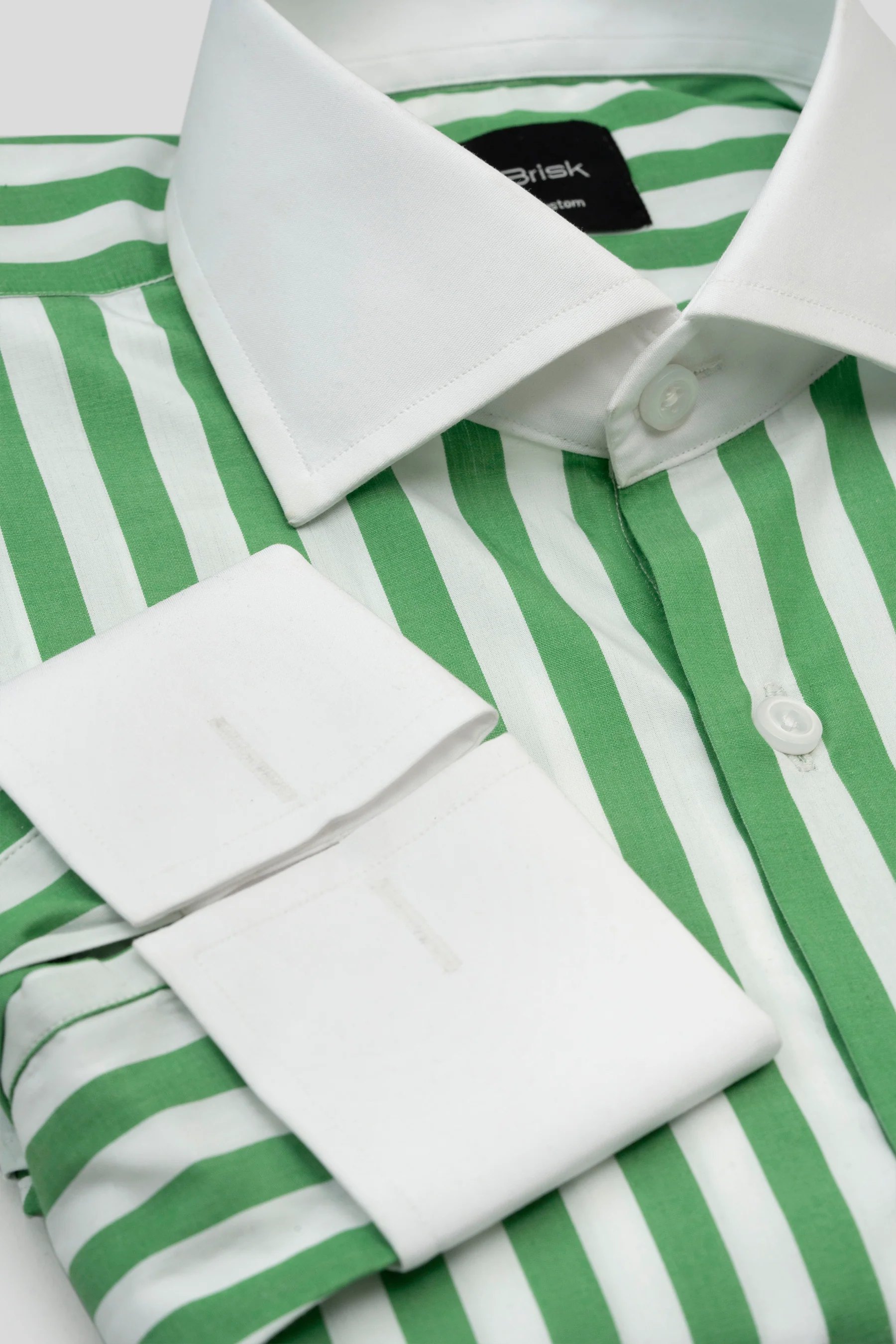 Green Bold Striped Pima Cotton Shirt - Wrinkle Resistant