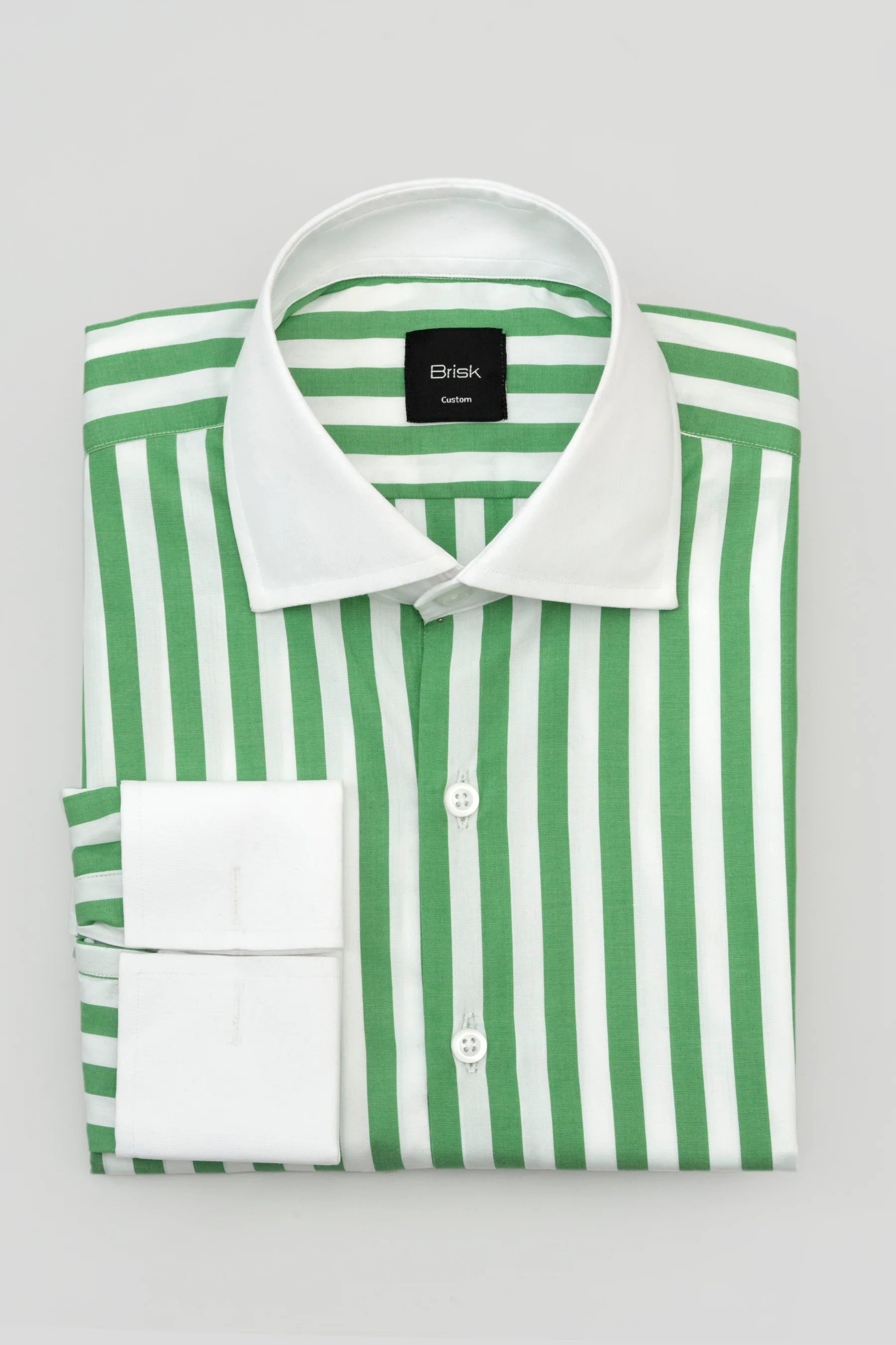 Green Bold Striped Pima Cotton Shirt - Wrinkle Resistant - Image 2