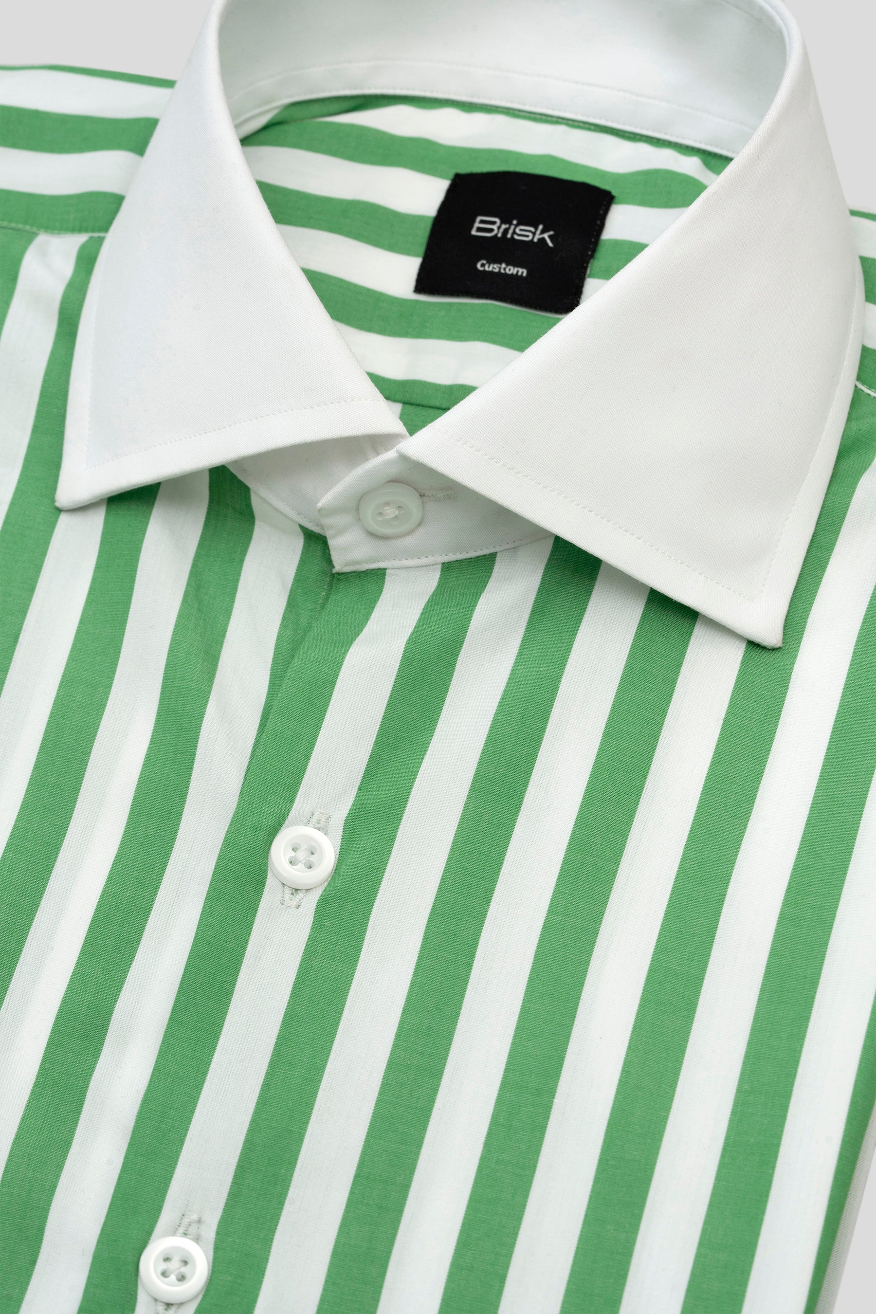 Green Bold Striped Pima Cotton Shirt - Wrinkle Resistant - Image 3