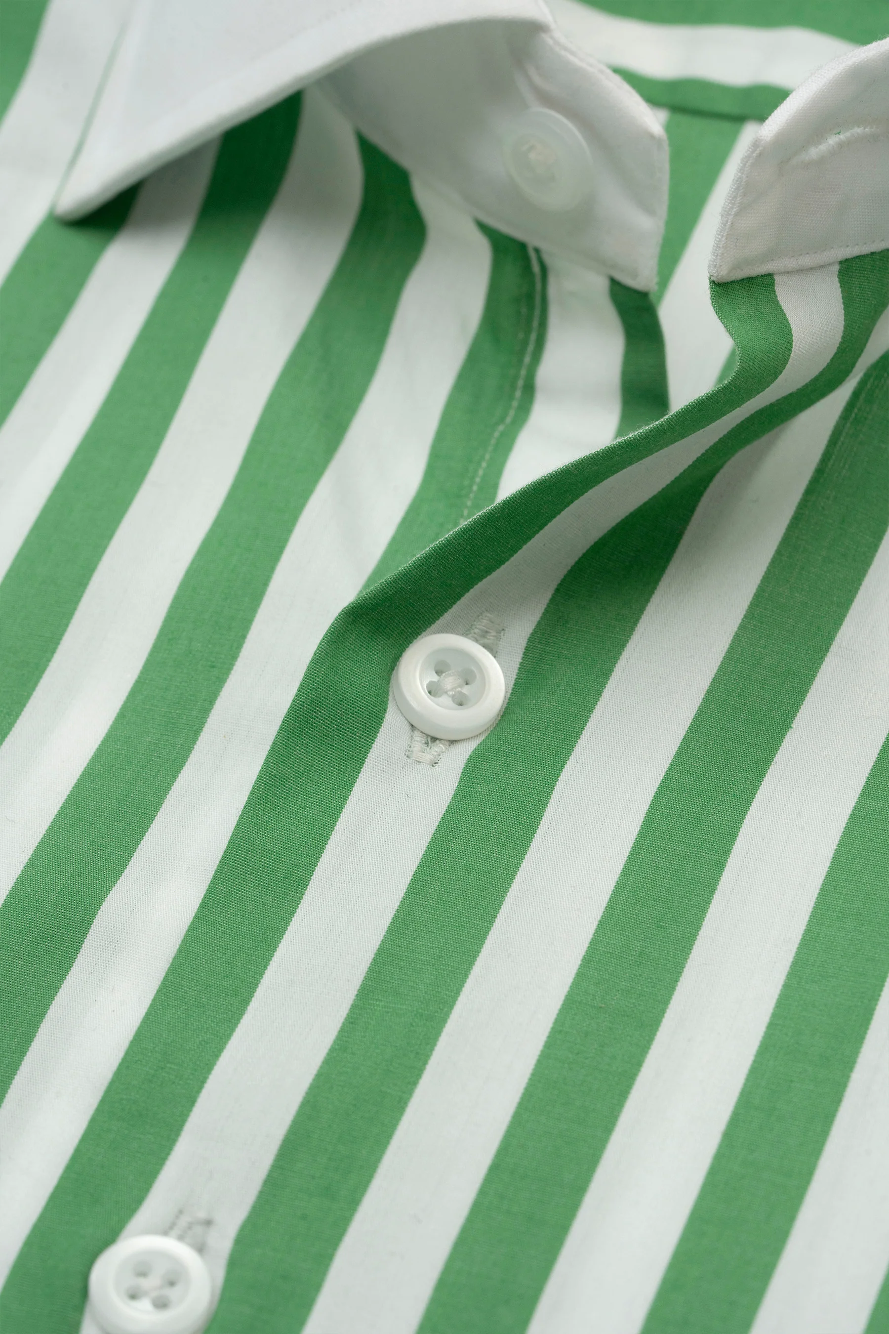 Green Bold Striped Pima Cotton Shirt - Wrinkle Resistant - Image 4