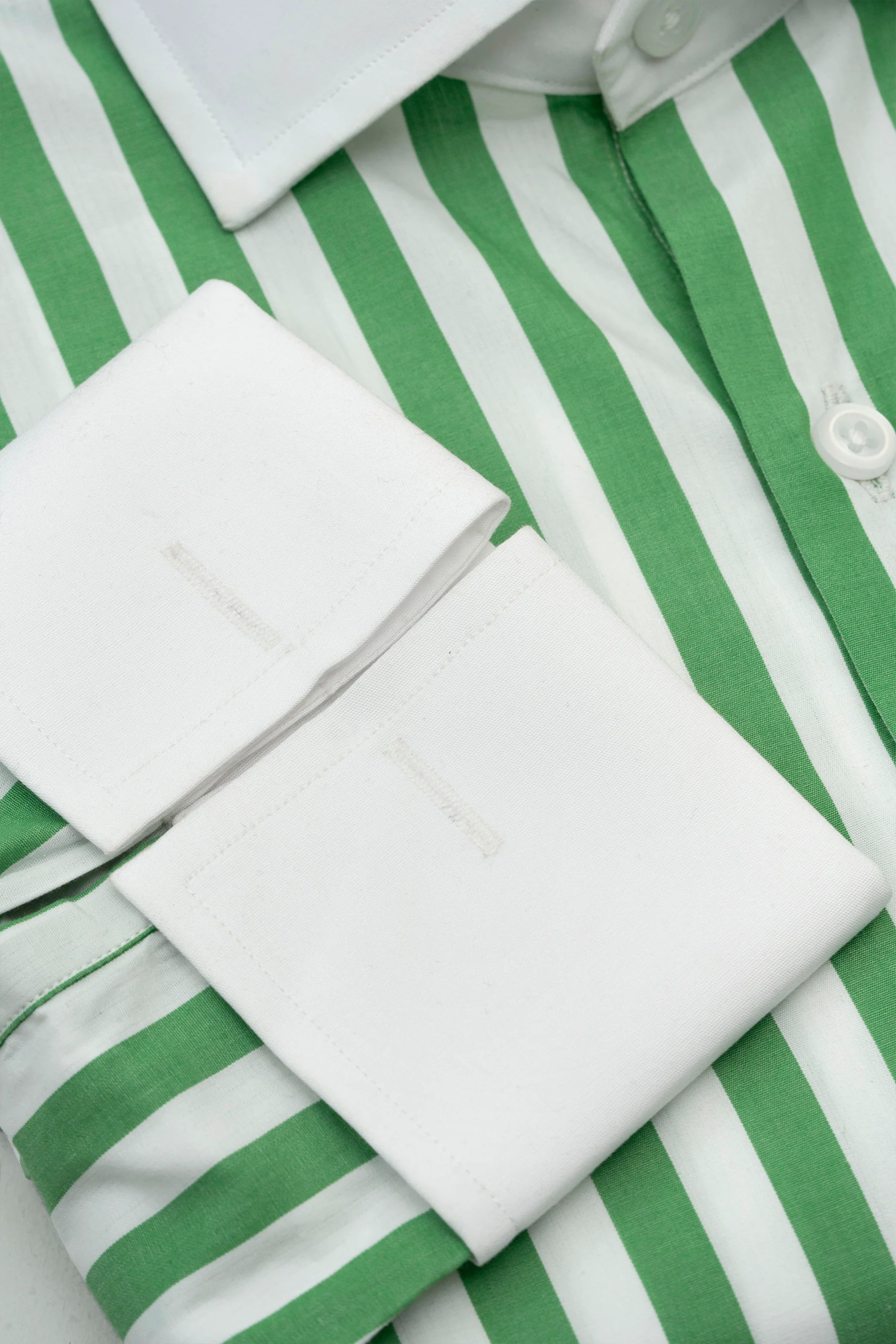 Green Bold Striped Pima Cotton Shirt - Wrinkle Resistant - Image 5