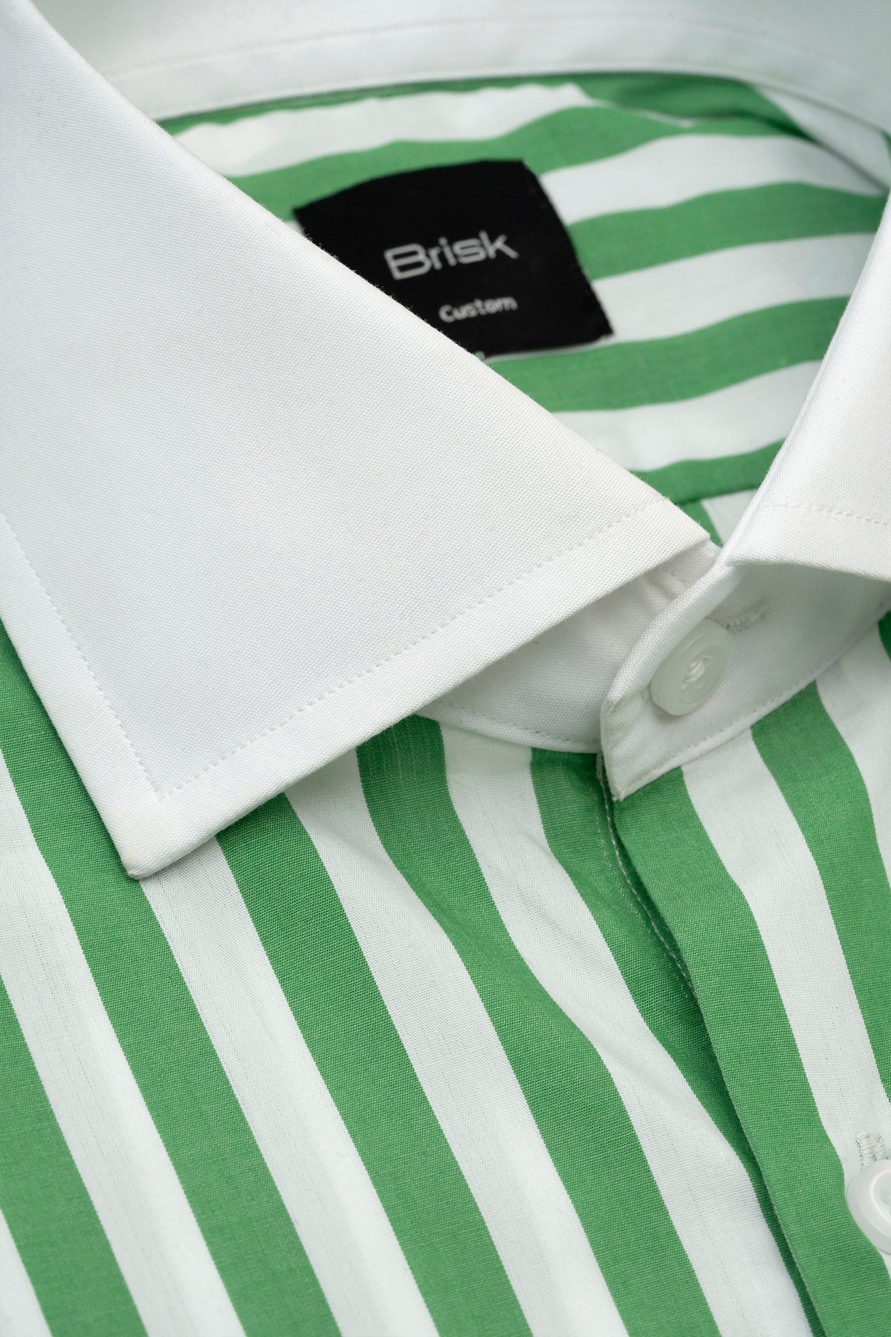 Green Bold Striped Pima Cotton Shirt - Wrinkle Resistant - Image 6