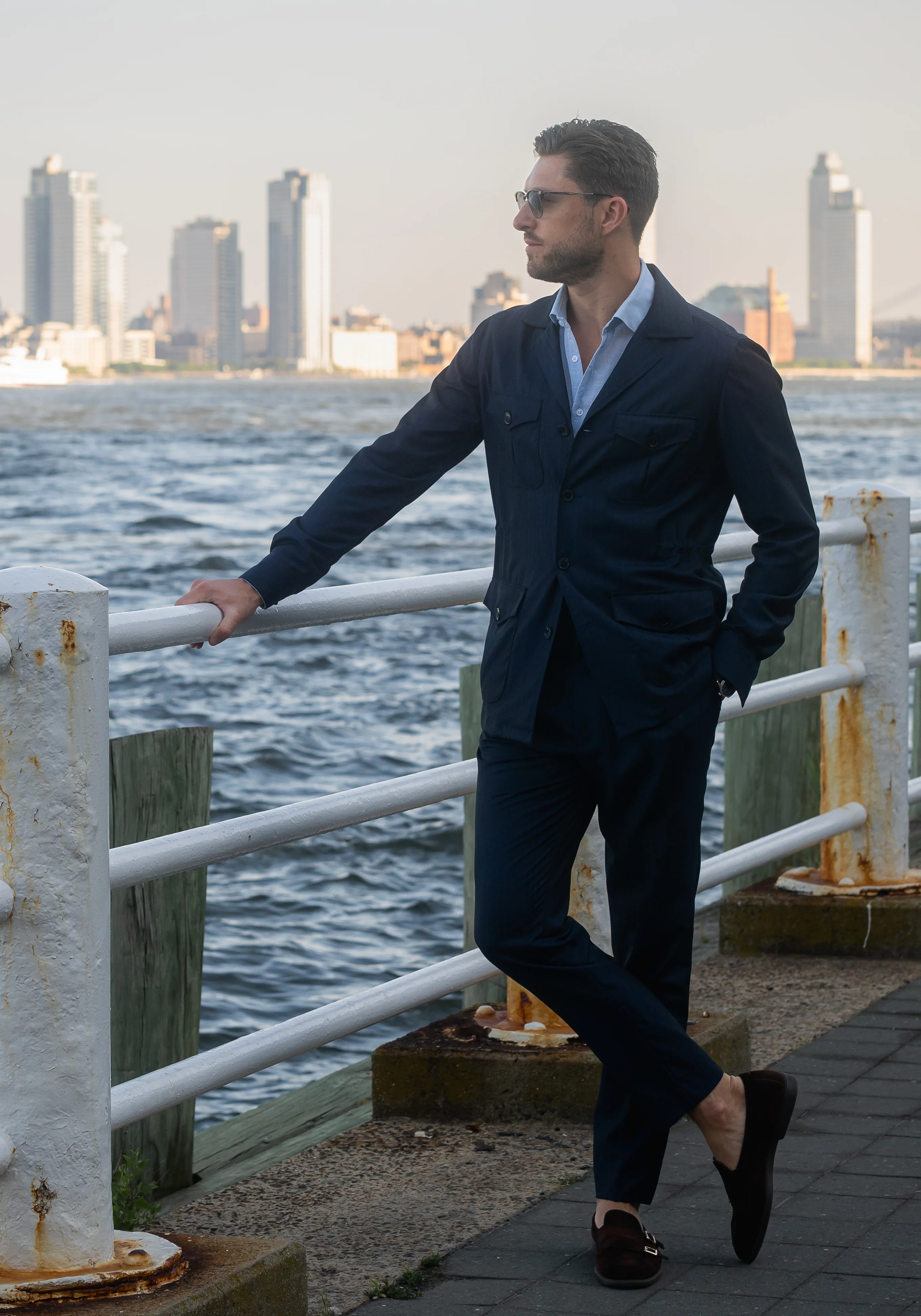 Light Blue Cotton-Linen Shirt - Cutaway Classic Collar - Image 11