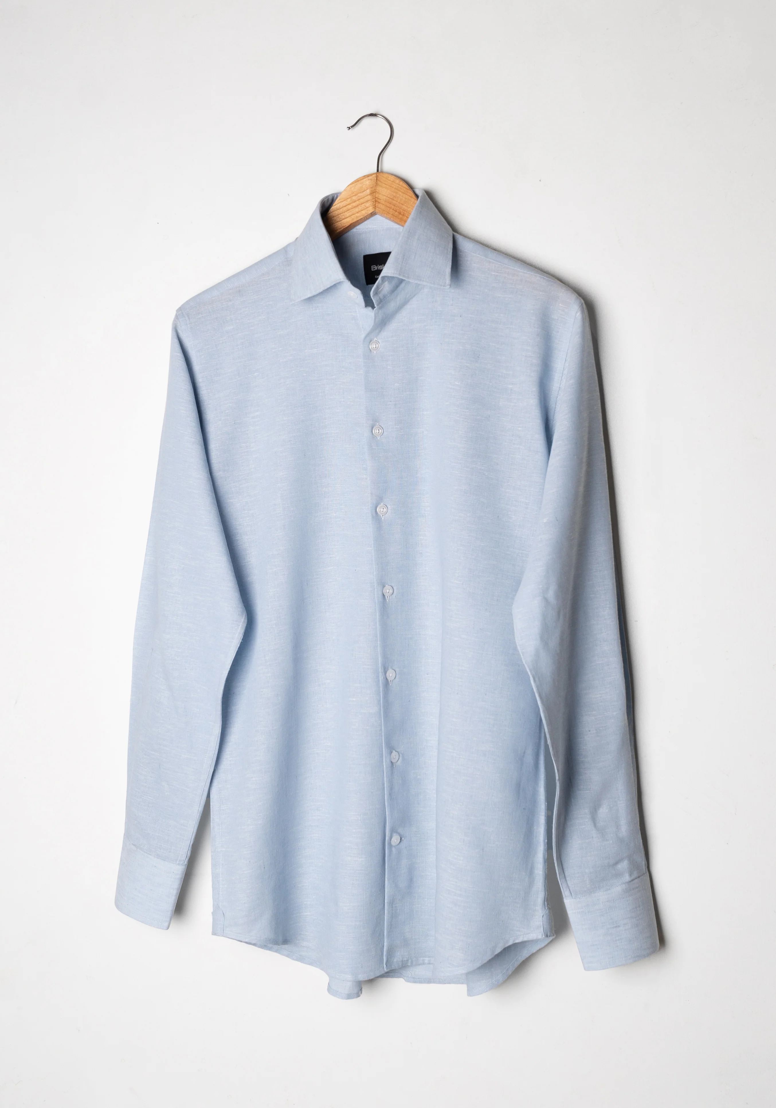 Light Blue Cotton-Linen Shirt - Cutaway Classic Collar - Image 6