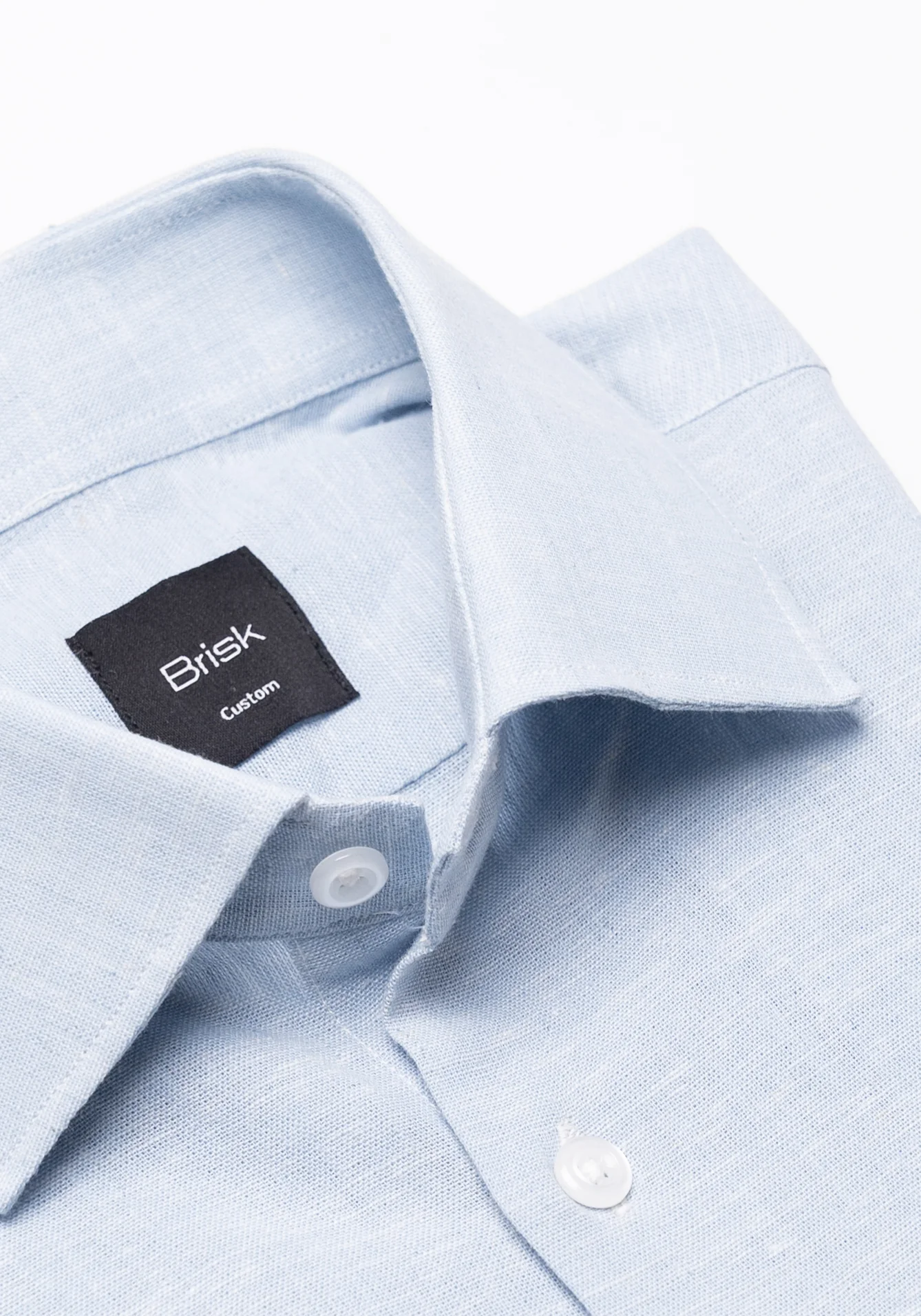 Light Blue Cotton-Linen Shirt - Cutaway Classic Collar - Image 9