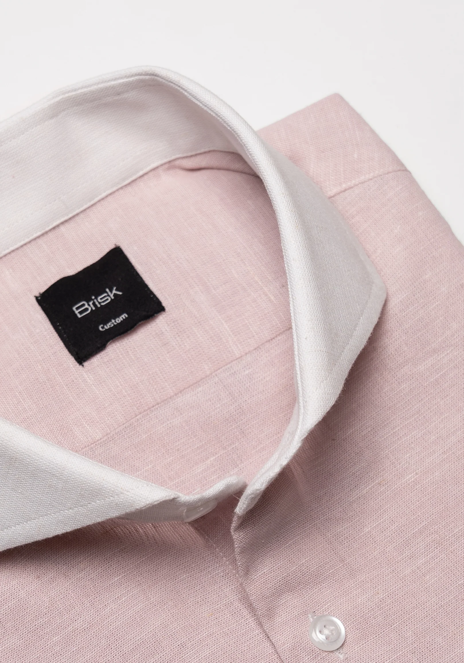 Light Pink Cotton-Linen Shirt - White Cutaway Extreme Collar - Image 3