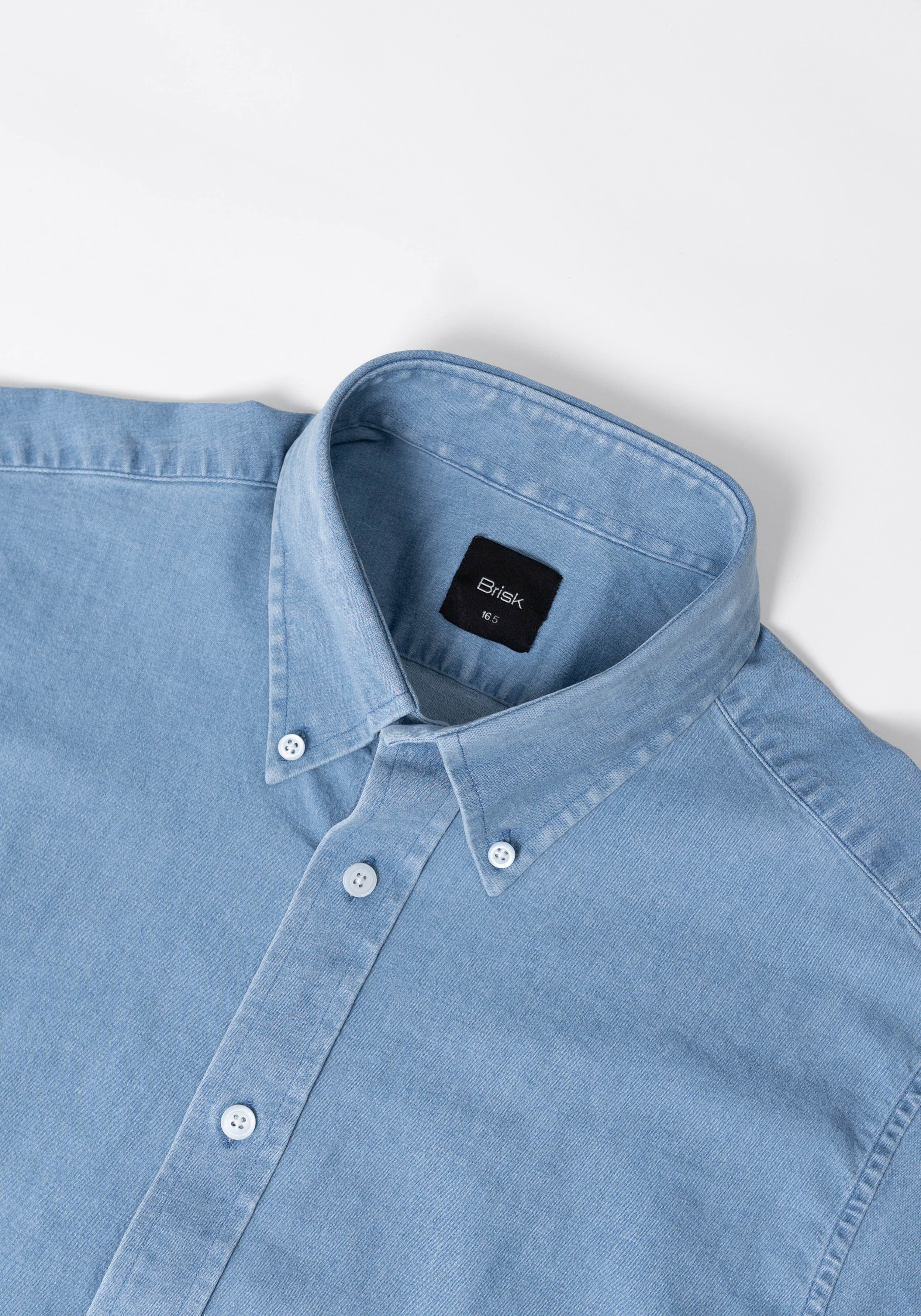 Light Wash Denim Shirt  - Button Down Collar Unused Sample - Image 3