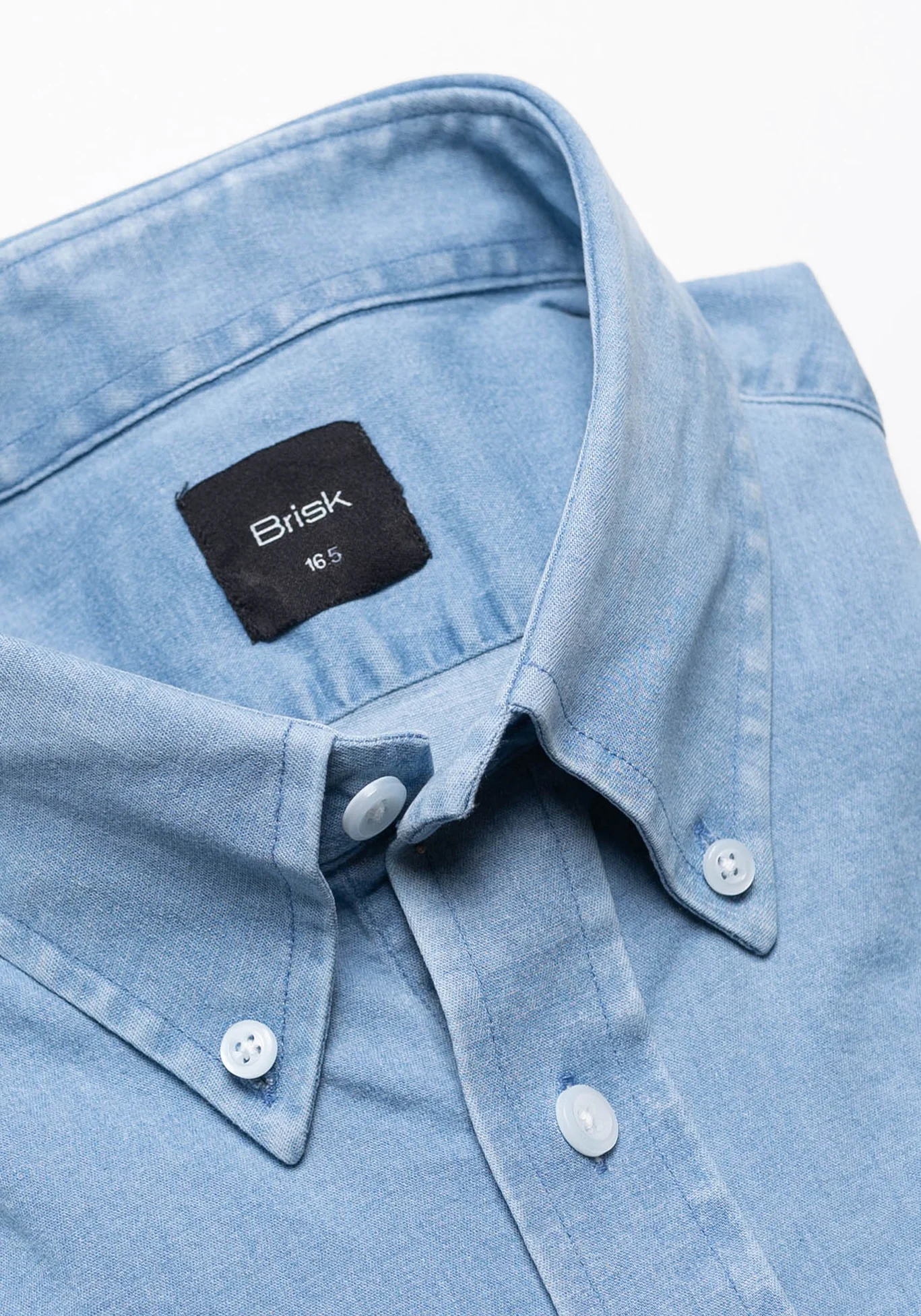 Light Wash Denim Shirt  - Button Down Collar Unused Sample - Image 4