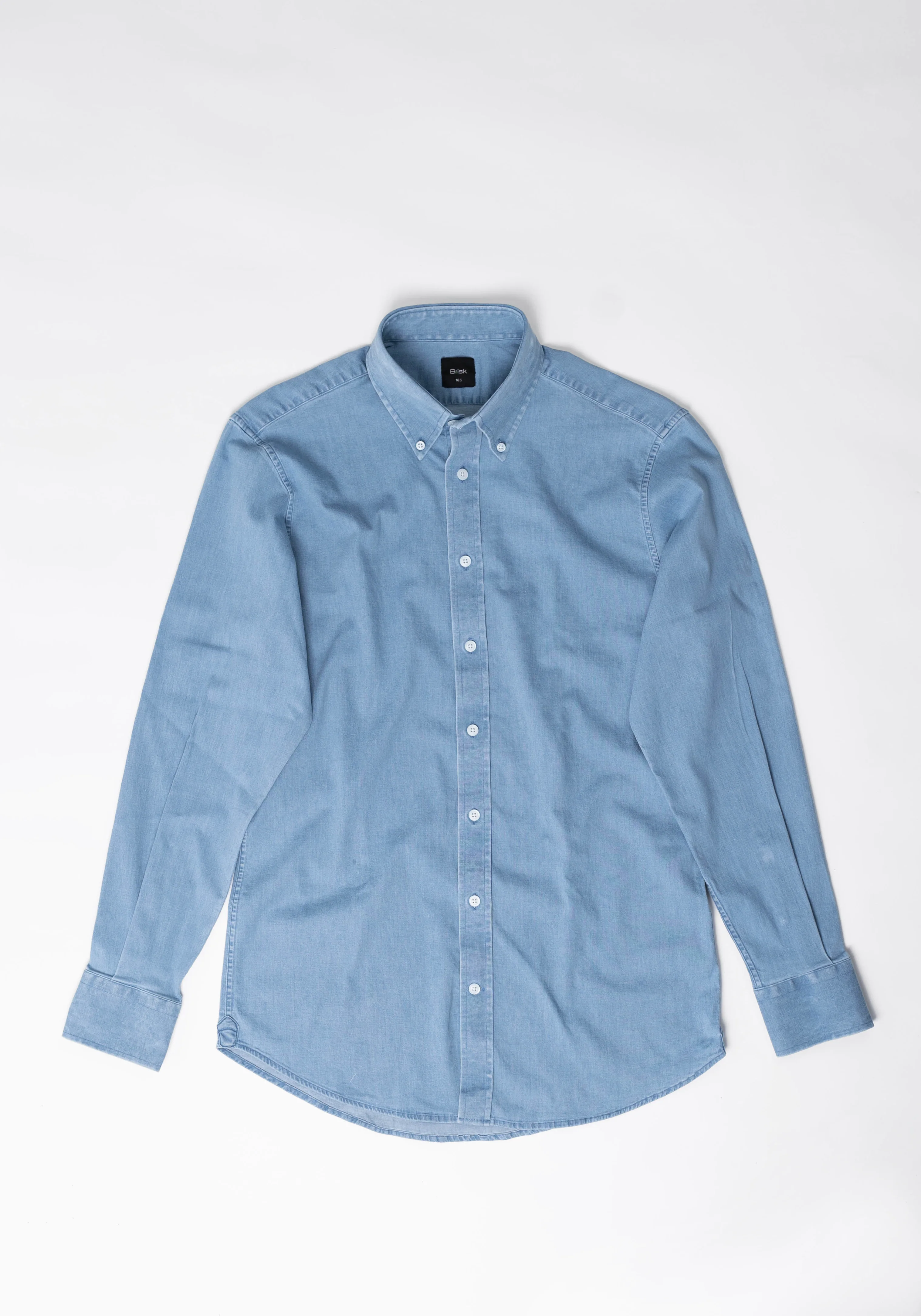 Light Wash Denim Shirt  - Button Down Collar Unused Sample - Image 5